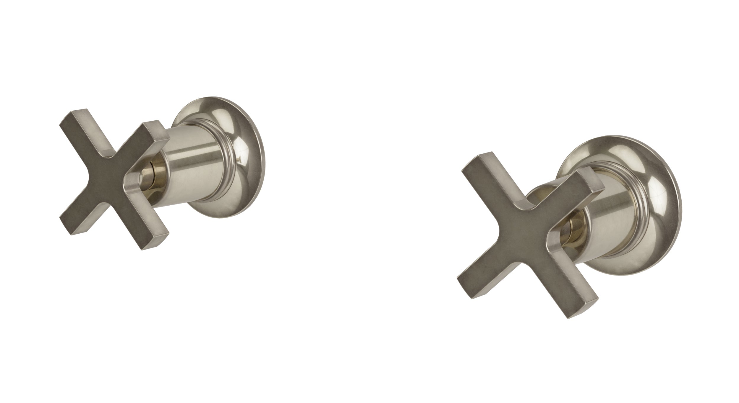 Emerson Two Handle Wall Mount Bath Trim with Classic Cross Handles in French Nickel