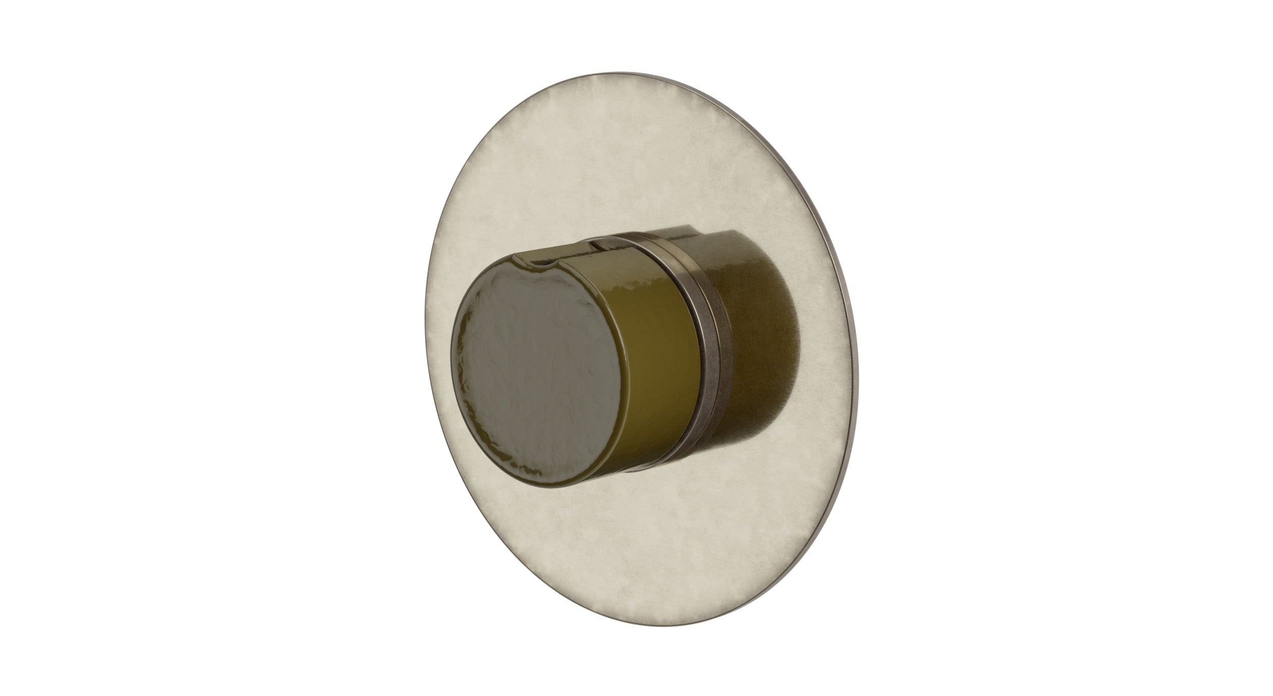 Foundry One Handle Wall Mount Shower Trim with Groove Ceramic Knob Handle in French Nickel