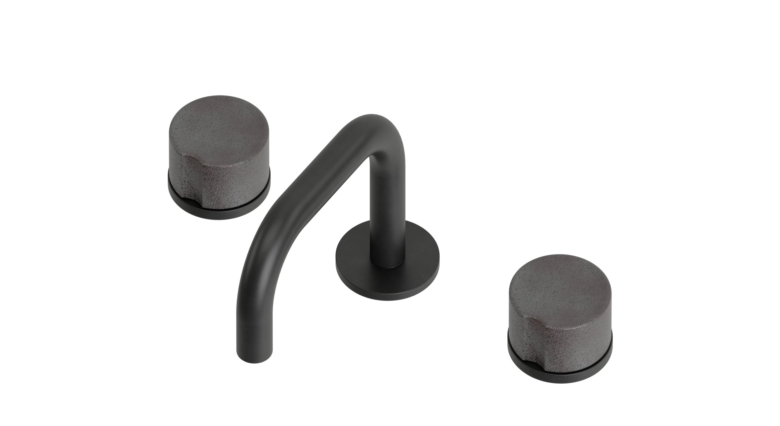 Foundry Two Handle Deck Mount Squaretop Lavatory Faucet with Groove Ceramic Knob Handles in Oil Rubbed Bronze