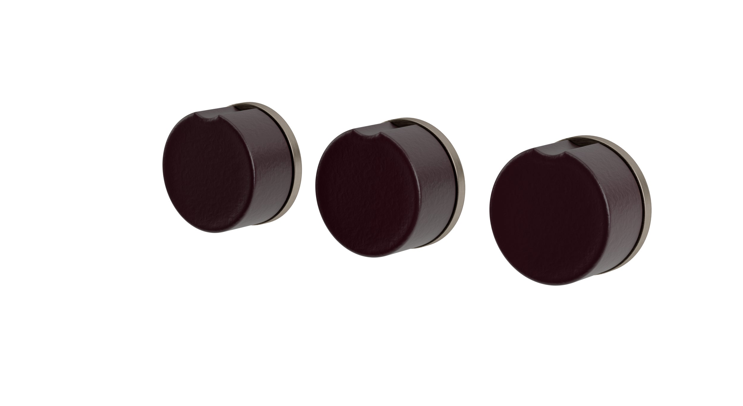 Foundry Three Handle Wall Mount Bath Trim with Diverter/Volume Control and Groove Ceramic Knob Handles in Antique Nickel