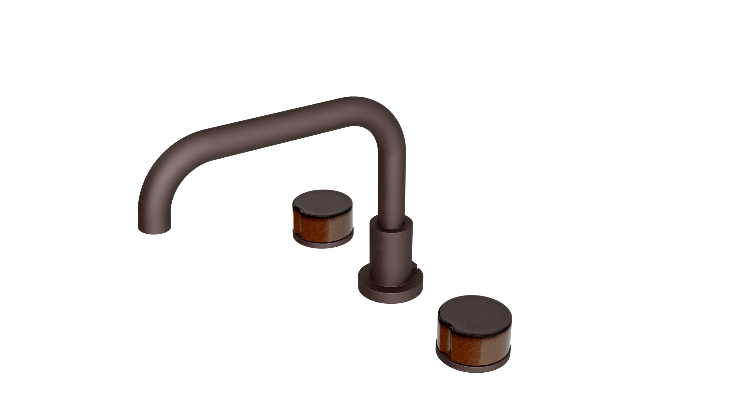 Foundry Two Handle Deck Mount Squaretop Bath Trim with Groove Ceramic Knob Handles in Architectural Copper