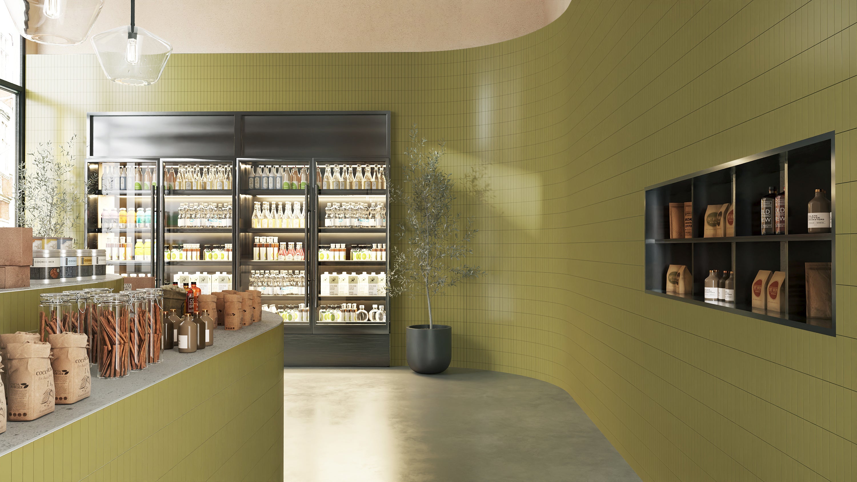2x8 Natural Press Ceramic Tile in Sap Green Matte