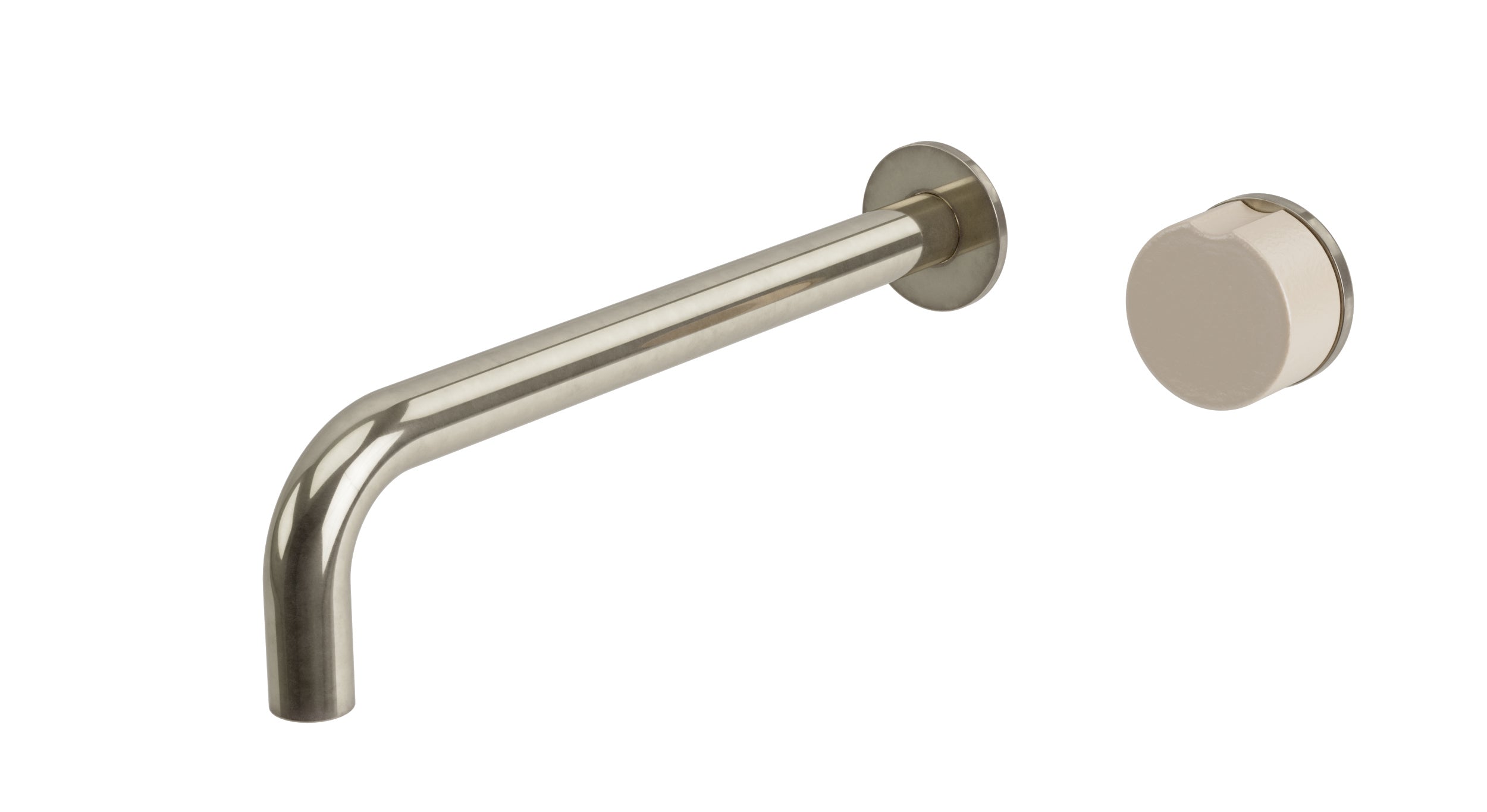 Foundry One Handle Wall Mount 10" Lavatory Faucet with Groove Ceramic Knob Handle in French Nickel