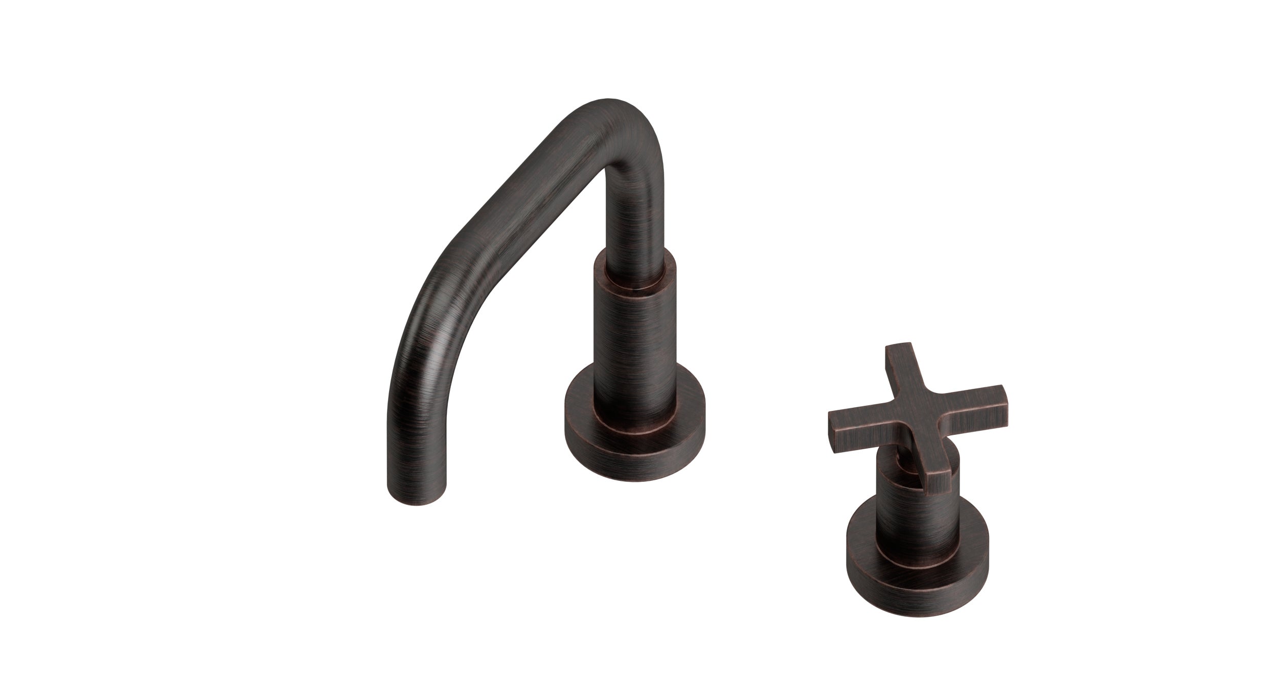Flatiron One Handle Deck Mount Squaretop Lavatory Faucet with Linear Cross Handle in Antique Bronze