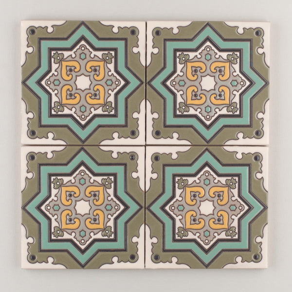 6x6 Handpainted Tile Madrid in Neutral Motif