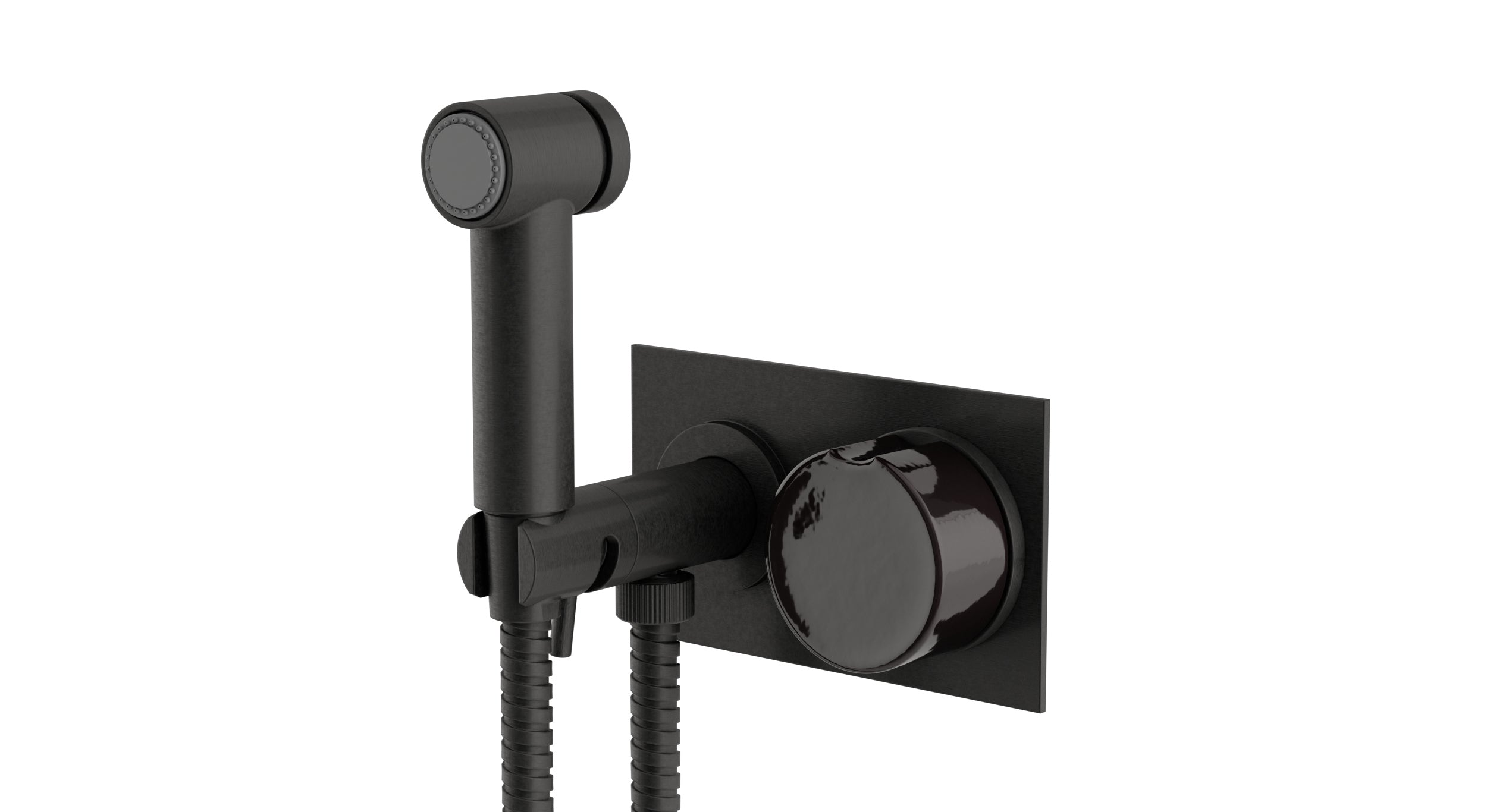 Foundry One Handle Wall Mount Bidet Trim with Groove Ceramic Knob Handle in Blackened Nickel