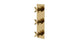Flatiron Three Handle Wall Mount Shower Trim with Linear Cross Handles in Uncoated Polished Brass