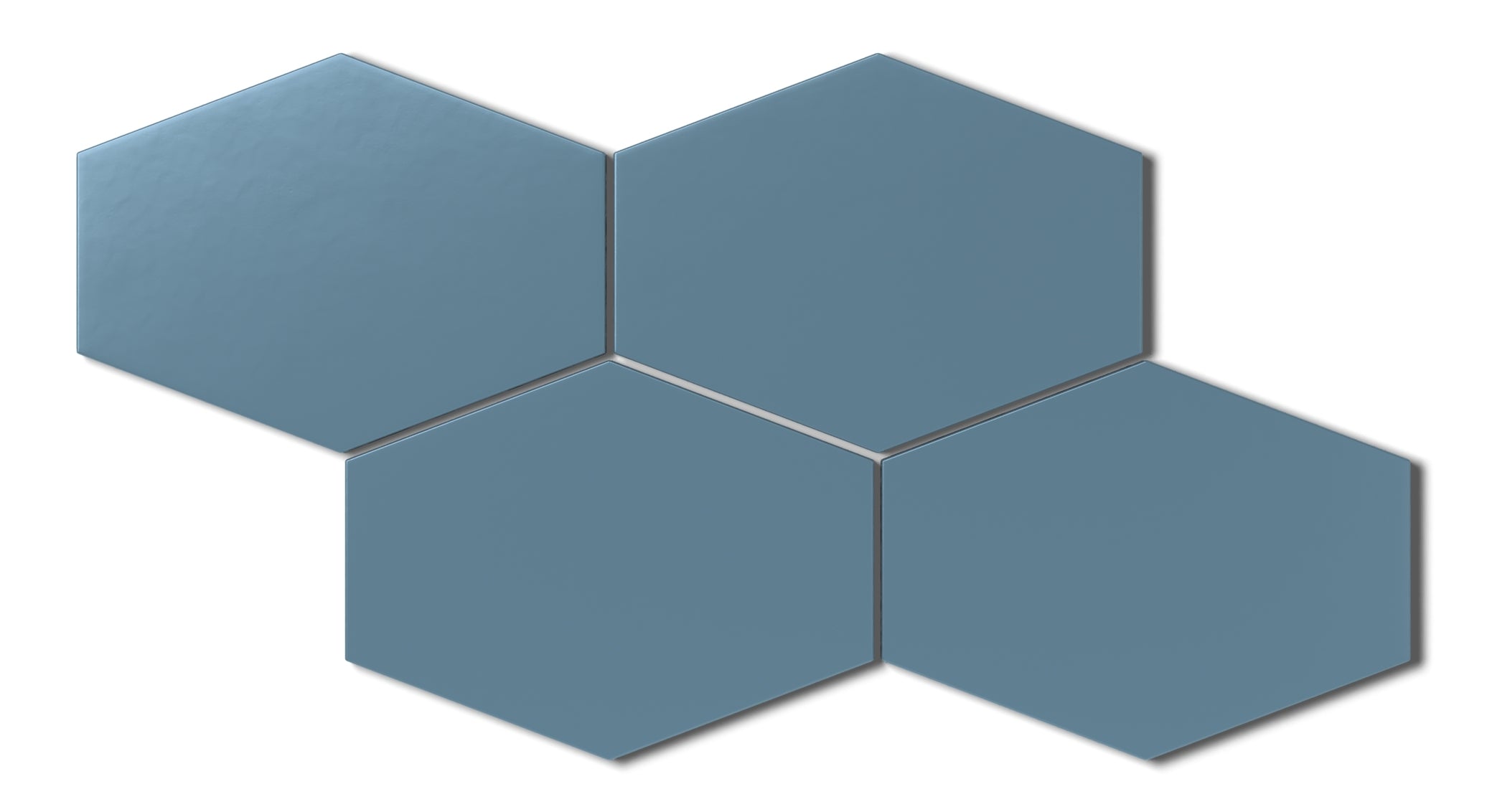 Elongated Hexagon Natural Press Ceramic Tile in Azurite Matte
