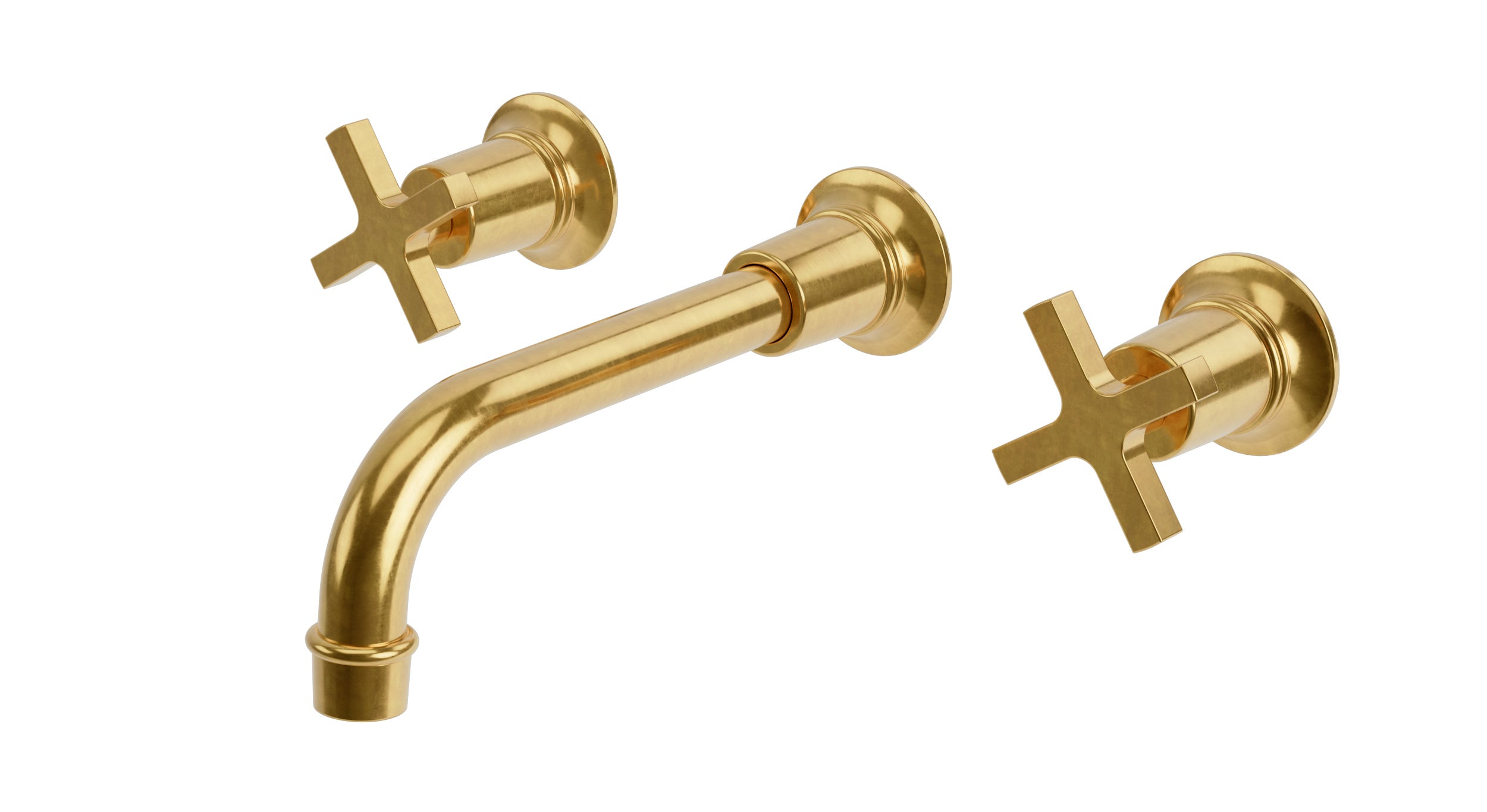 Emerson Two Handle Wall Mount 8.25" Lavatory Faucet with Classic Cross Handles in French Brass