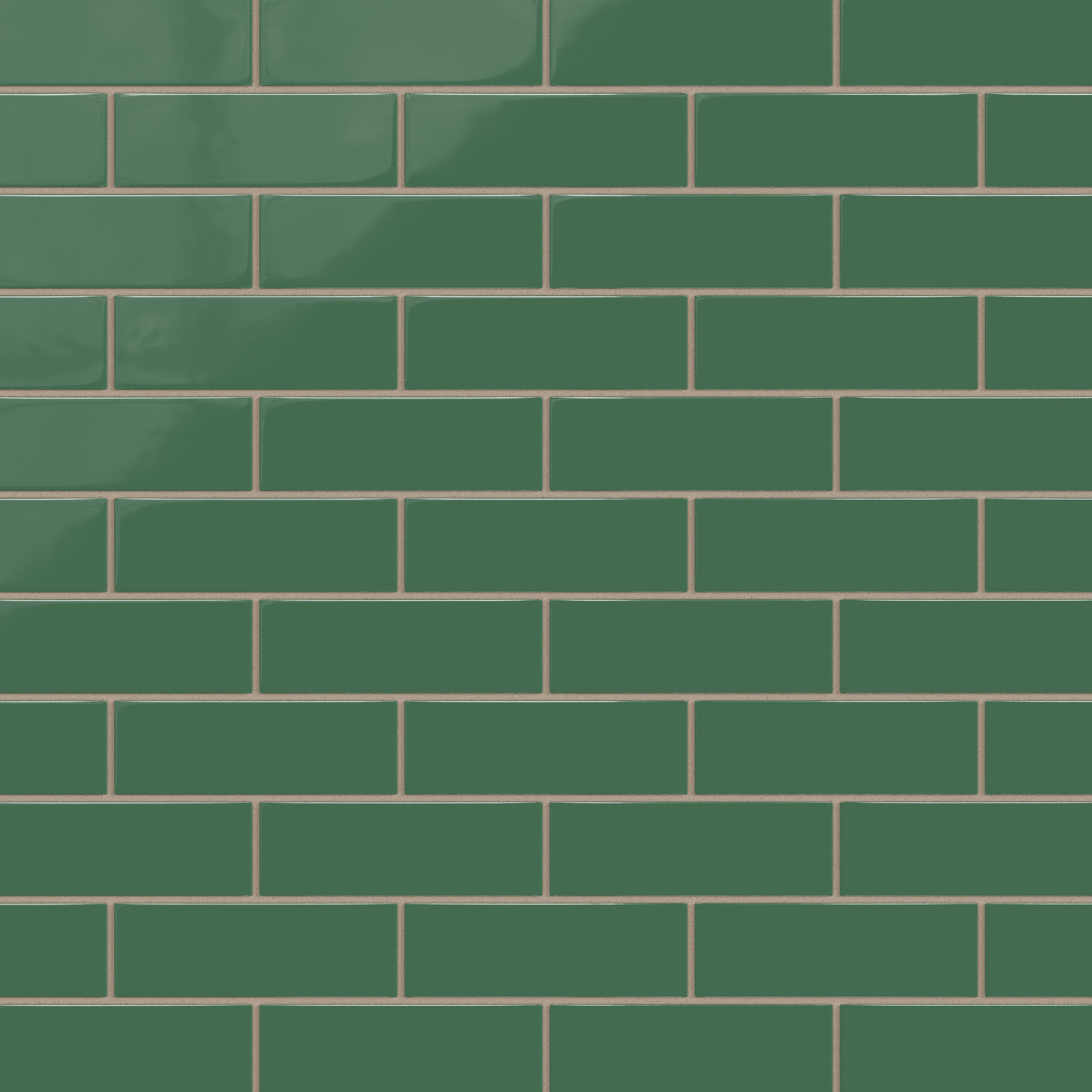 2x6 Natural Press Ceramic Tile in Viridian Gloss