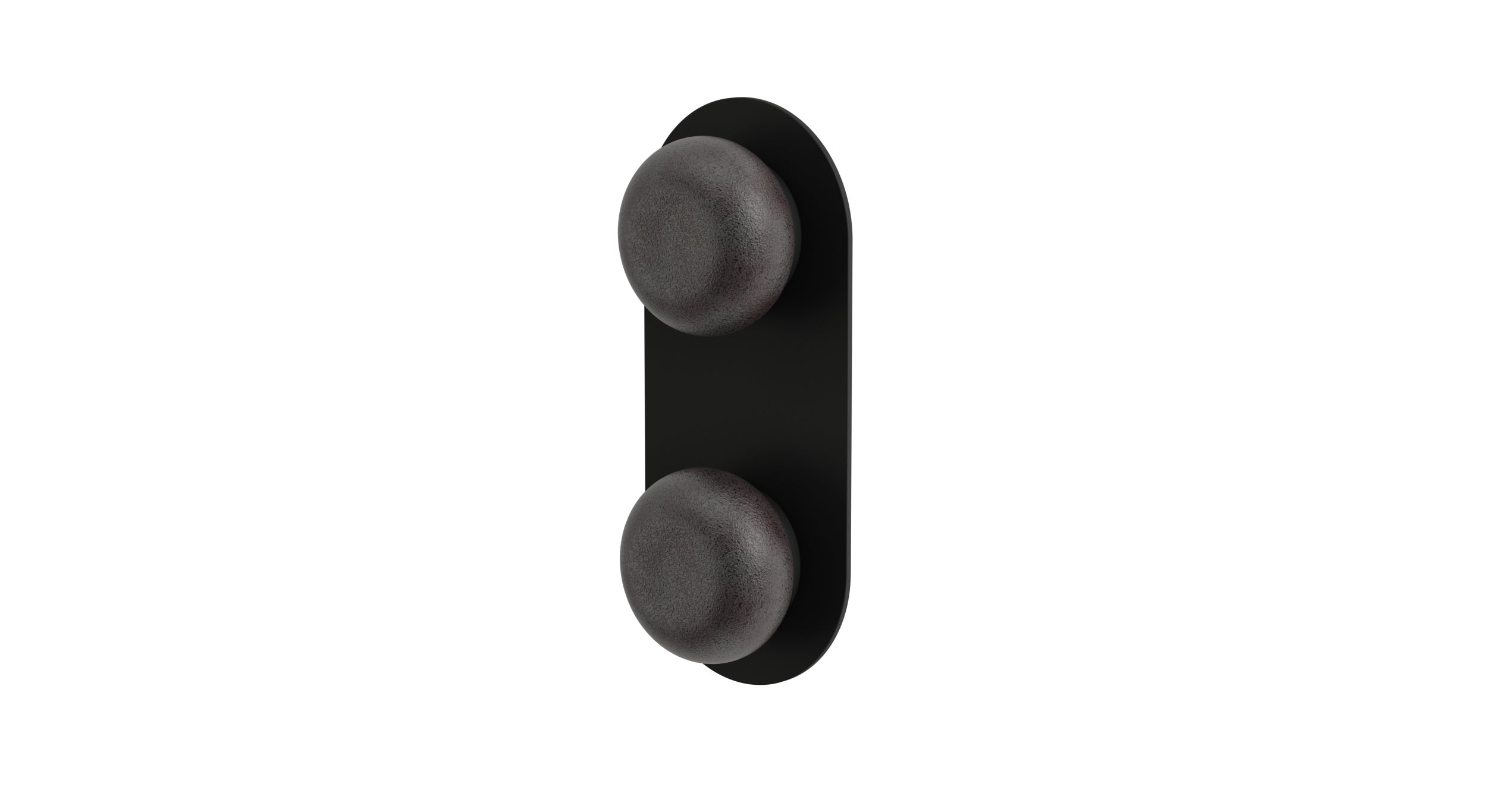 Foundry Two Handle Wall Mount Shower Trim with Pebble Ceramic Knob Handles in Matte Black