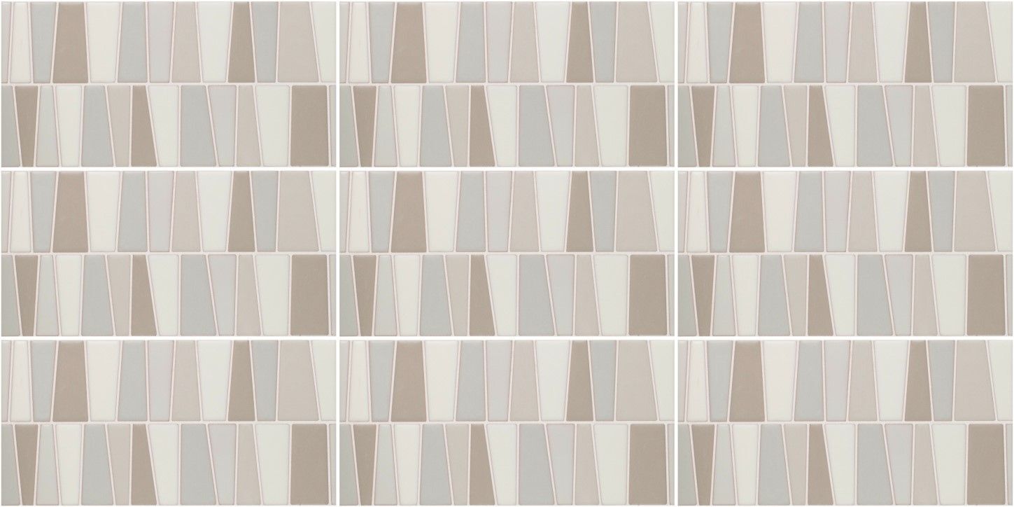6x12 Handpainted Tile River Rock in Neutral Motif