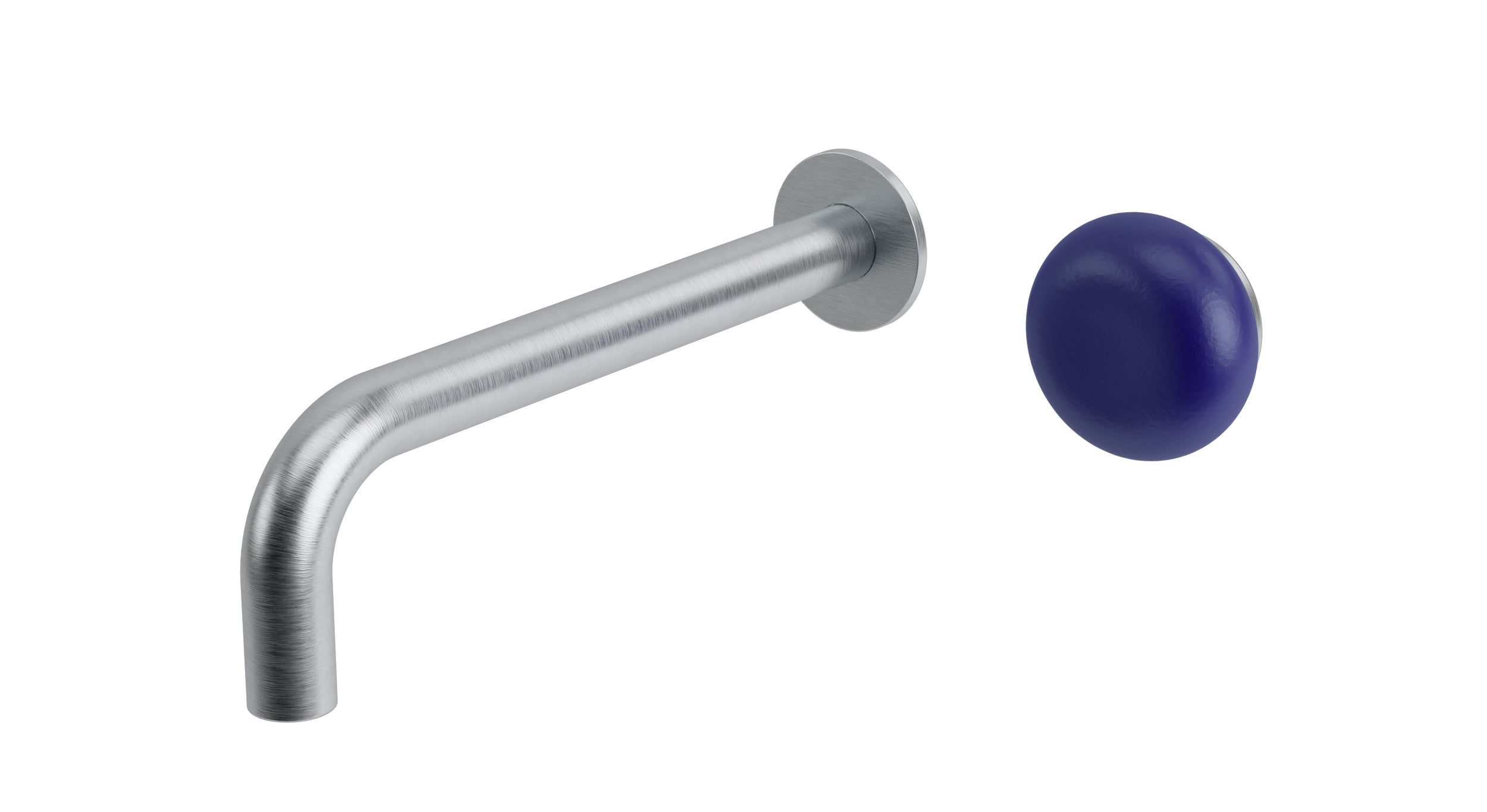 Foundry One Handle Wall Mount 7.5" Lavatory Faucet with Pebble Ceramic Knob Handle in Satin Chrome