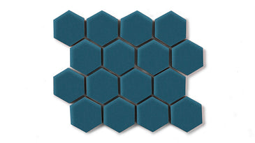 2" Hexagon Sheeted Original Ceramic Mosaic Tile in Adriatic Sea Matte