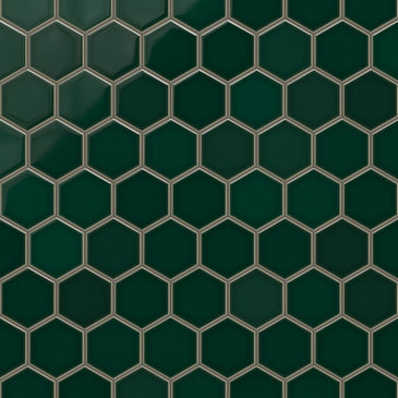 4" Hexagon Original Ceramic Tile in Evergreen Gloss