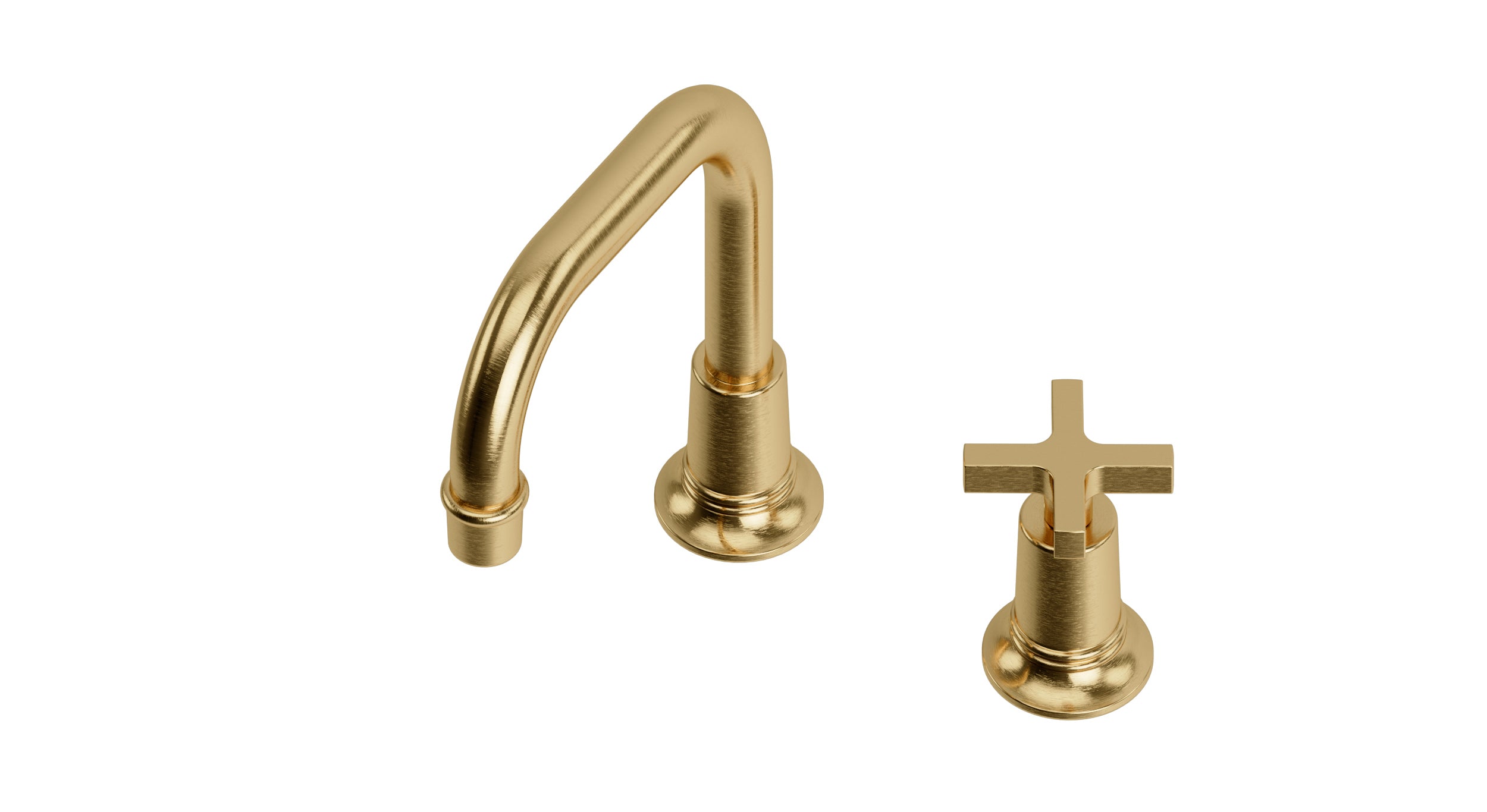 Emerson One Handle Deck Mount Squaretop Lavatory Faucet with Classic Cross Handle in Satin Brass