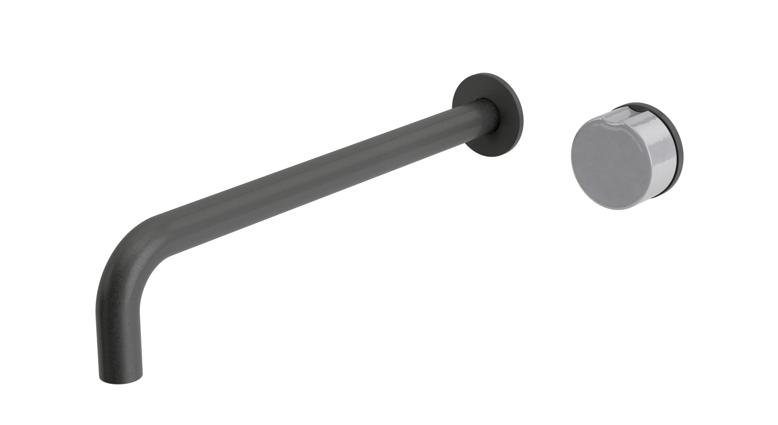 Foundry One Handle Wall Mount 12" Lavatory Faucet with Pebble Ceramic Knob Handle in Blackened Nickel