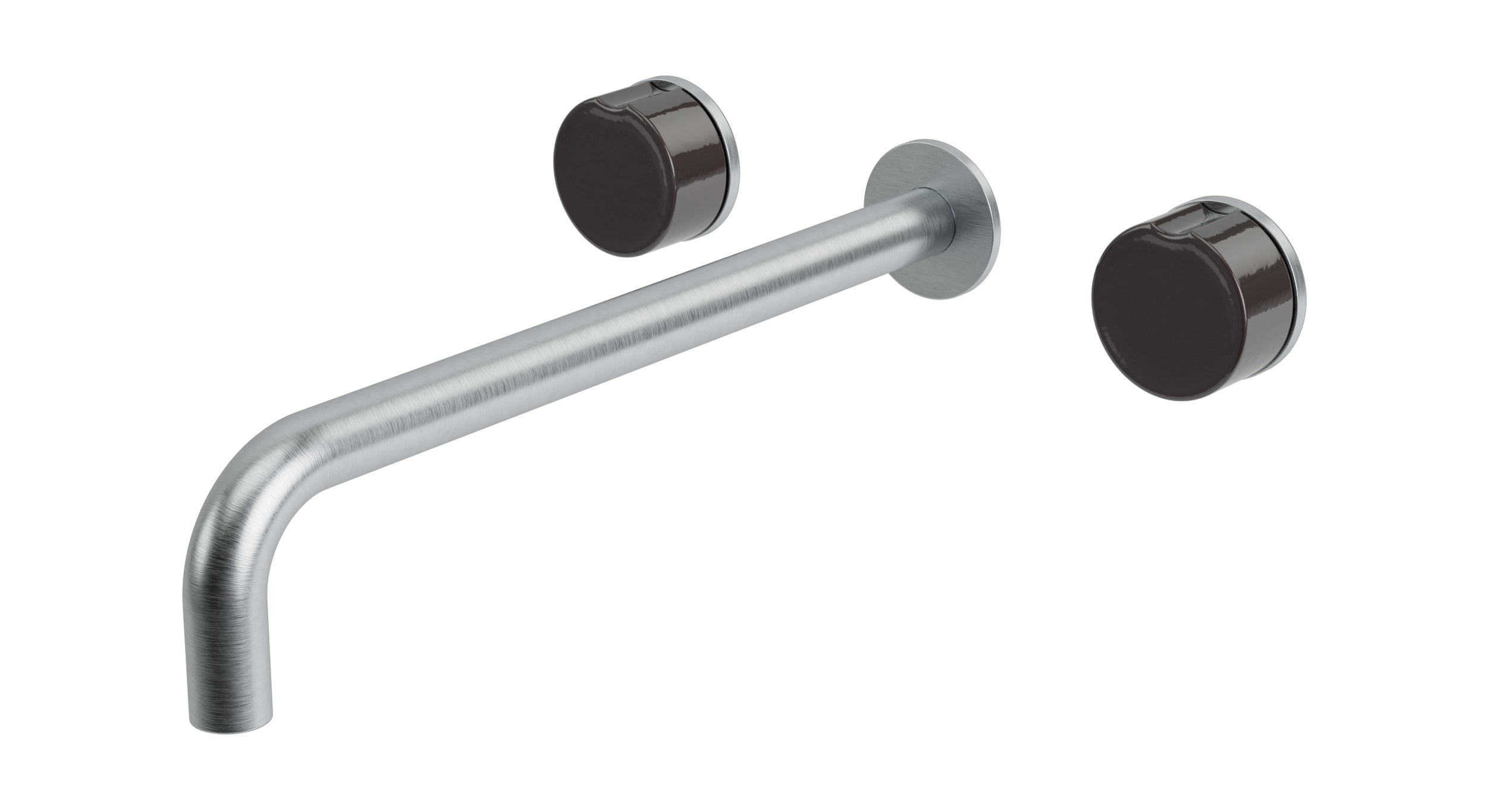 Foundry Two Handle Wall Mount 12" Lavatory Faucet with Groove Ceramic Knob Handles in Satin Chrome