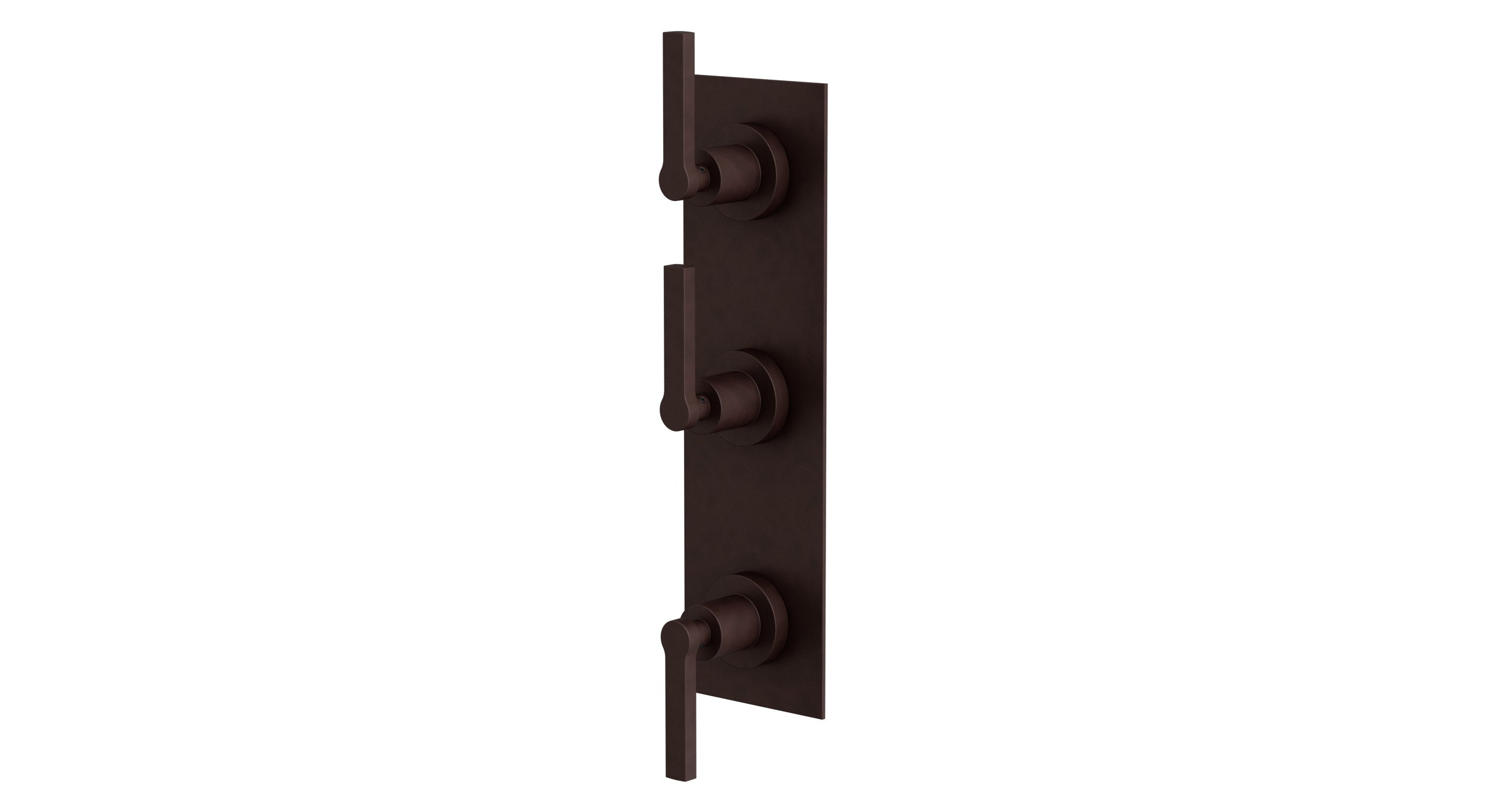 Flatiron Three Handle Wall Mount Shower Trim with Linear Lever Handles in Architectural Copper