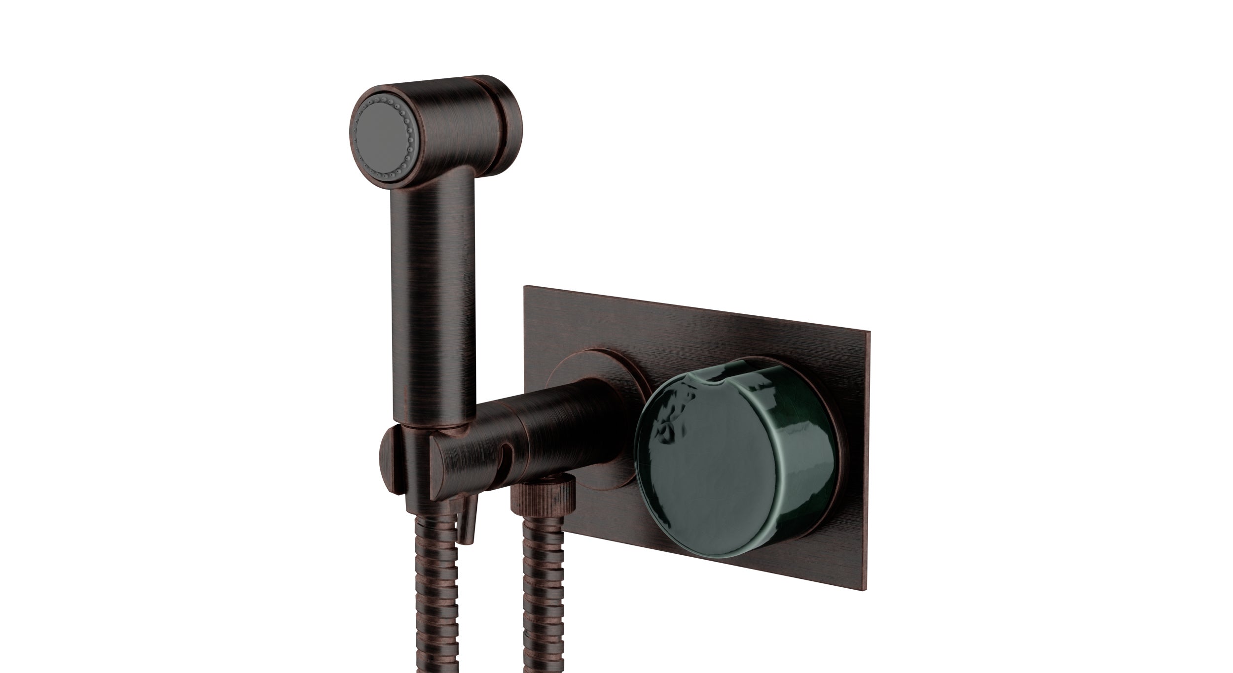 Foundry One Handle Wall Mount Bidet Trim with Groove Ceramic Knob Handle in Antique Bronze