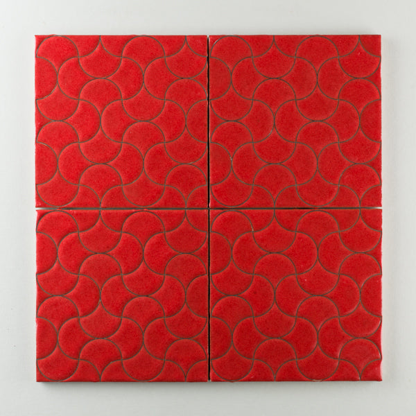 8x8 Handpainted Tile Interlaced Birds in Warm Motif