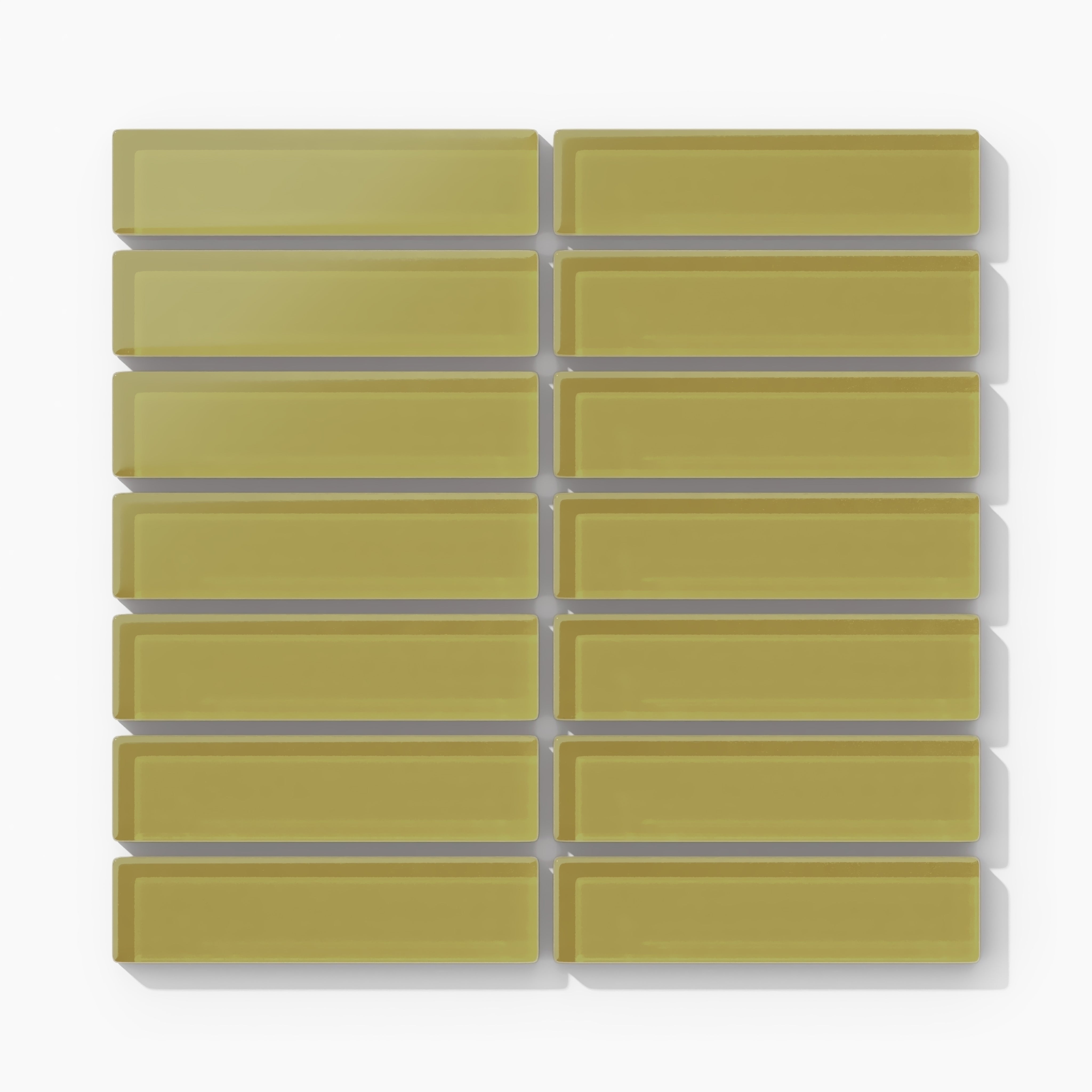 1x4 Straight Set Sheeted Glass Mosaic Tile in Pine Siskin Matte