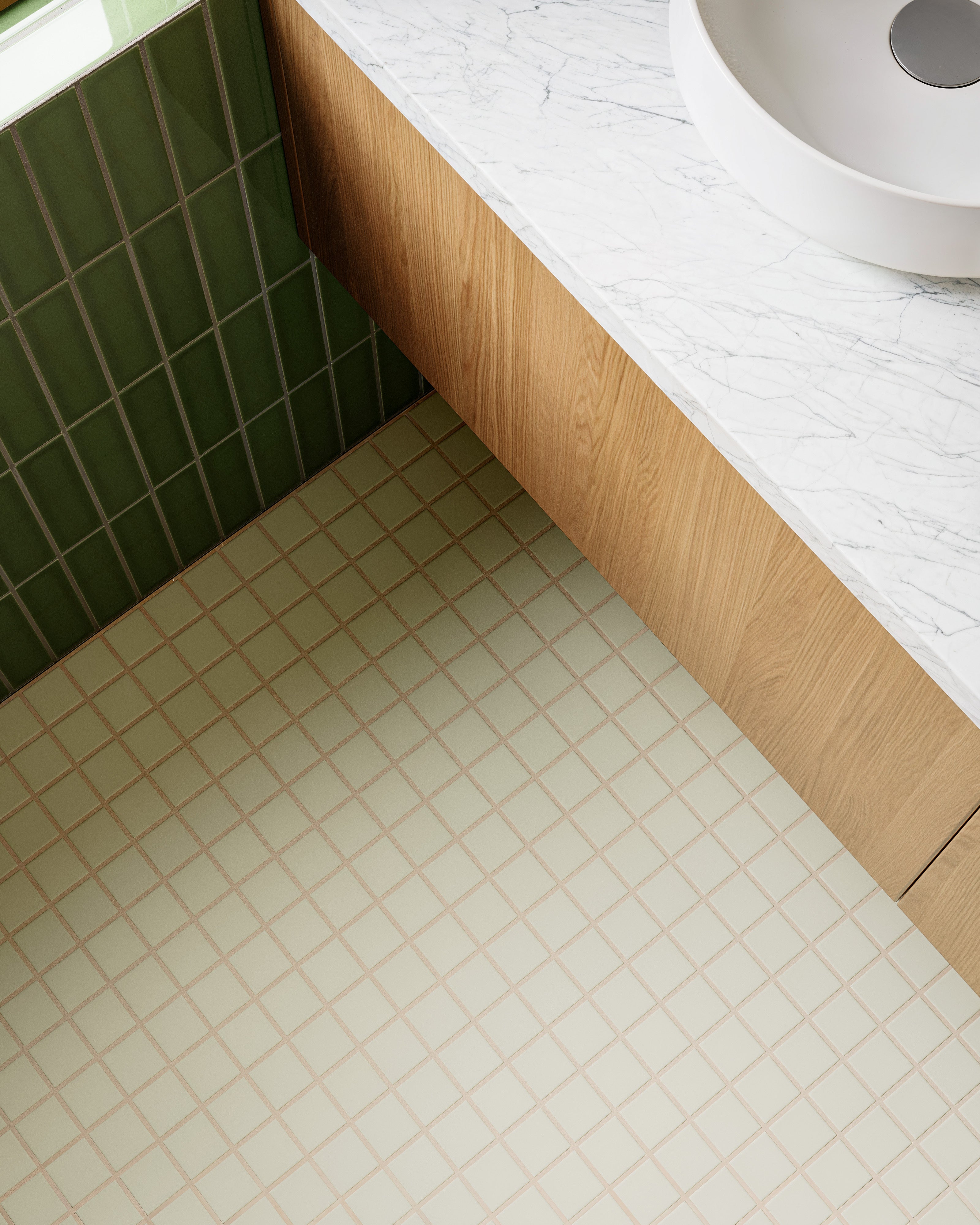 2x2 Straight Set Sheeted Original Ceramic Mosaic Tile in Limewash Matte