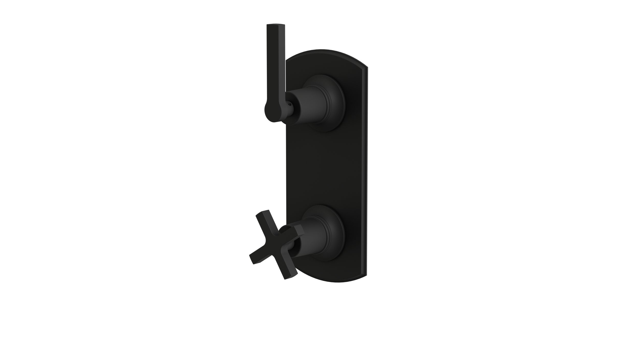 Emerson Two Handle Wall Mount Shower Trim with Classic Cross/Classic Lever Handles in Matte Black