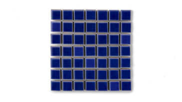 1x1 Straight Set Sheeted Original Ceramic Mosaic Tile in Azul Gloss