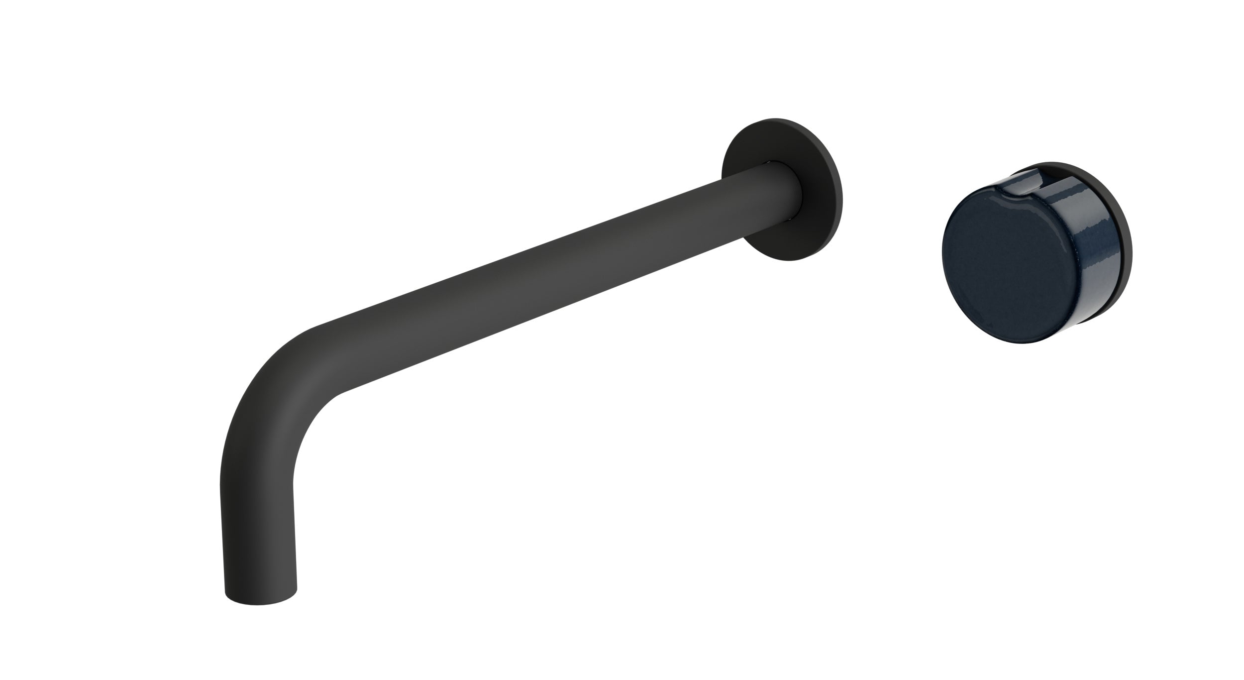 Foundry One Handle Wall Mount 10" Lavatory Faucet with Groove Ceramic Knob Handle in Matte Black