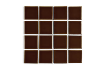 3x3 Straight Set Sheeted Original Ceramic Mosaic Tile in Garnet Gloss