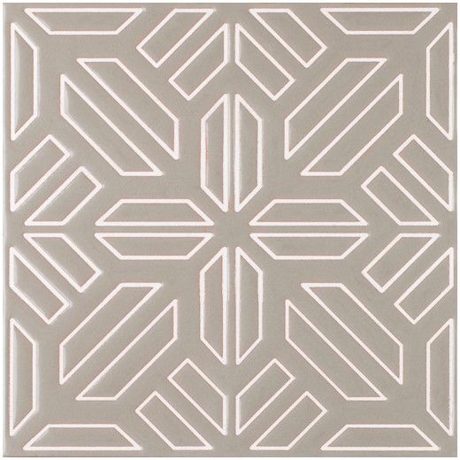 8x8 Handpainted Tile Snow Flower in Green Motif