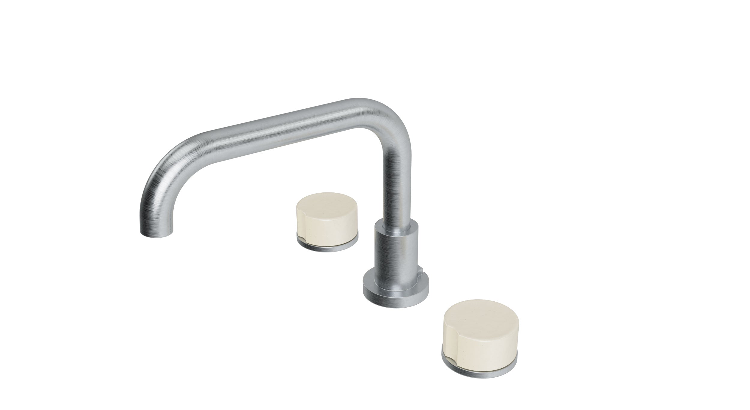 Foundry Two Handle Deck Mount Squaretop Bath Trim with Groove Ceramic Knob Handles in Satin Chrome