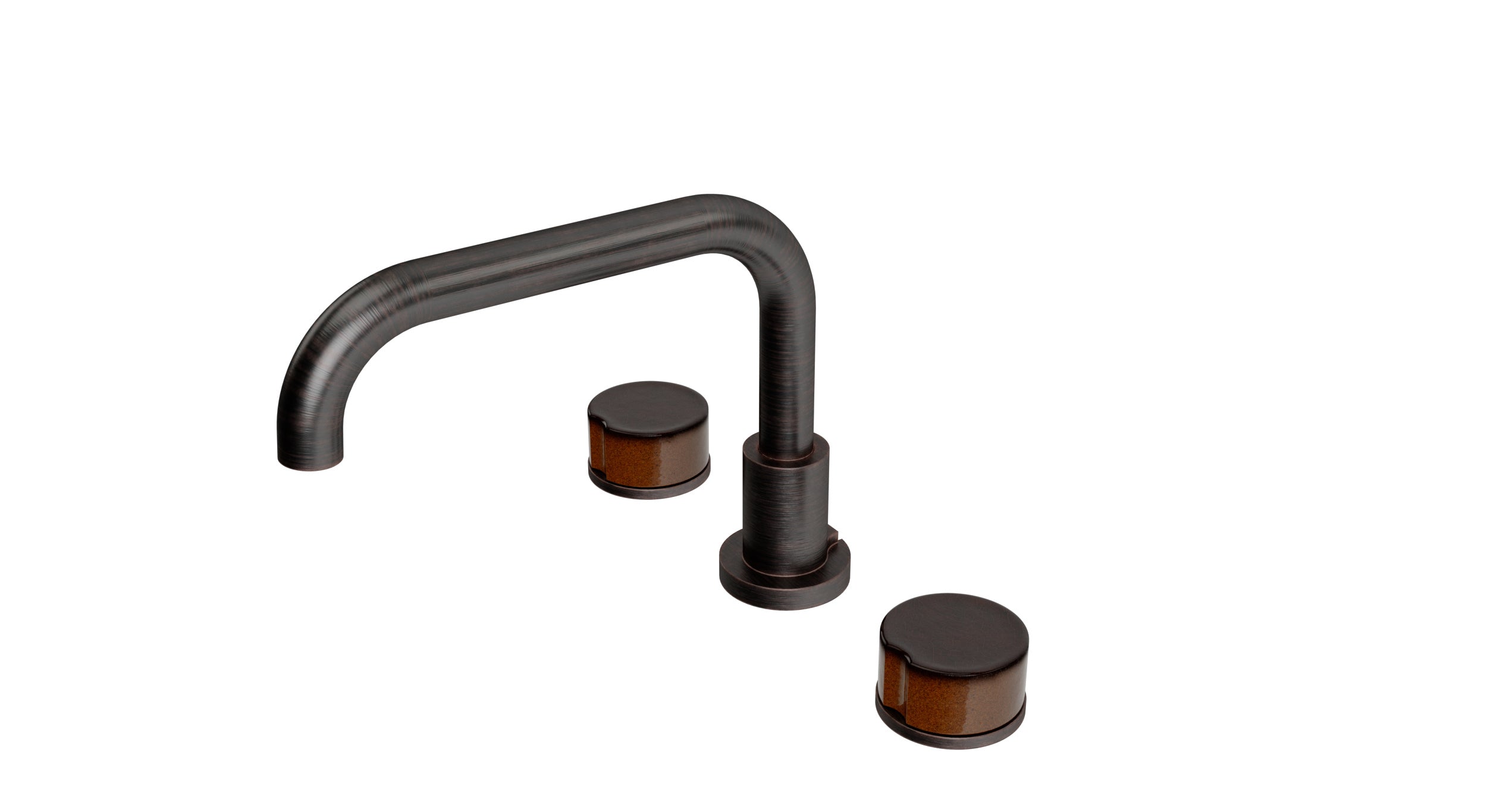 Foundry Two Handle Deck Mount Squaretop Bath Trim with Groove Ceramic Knob Handles in Antique Bronze