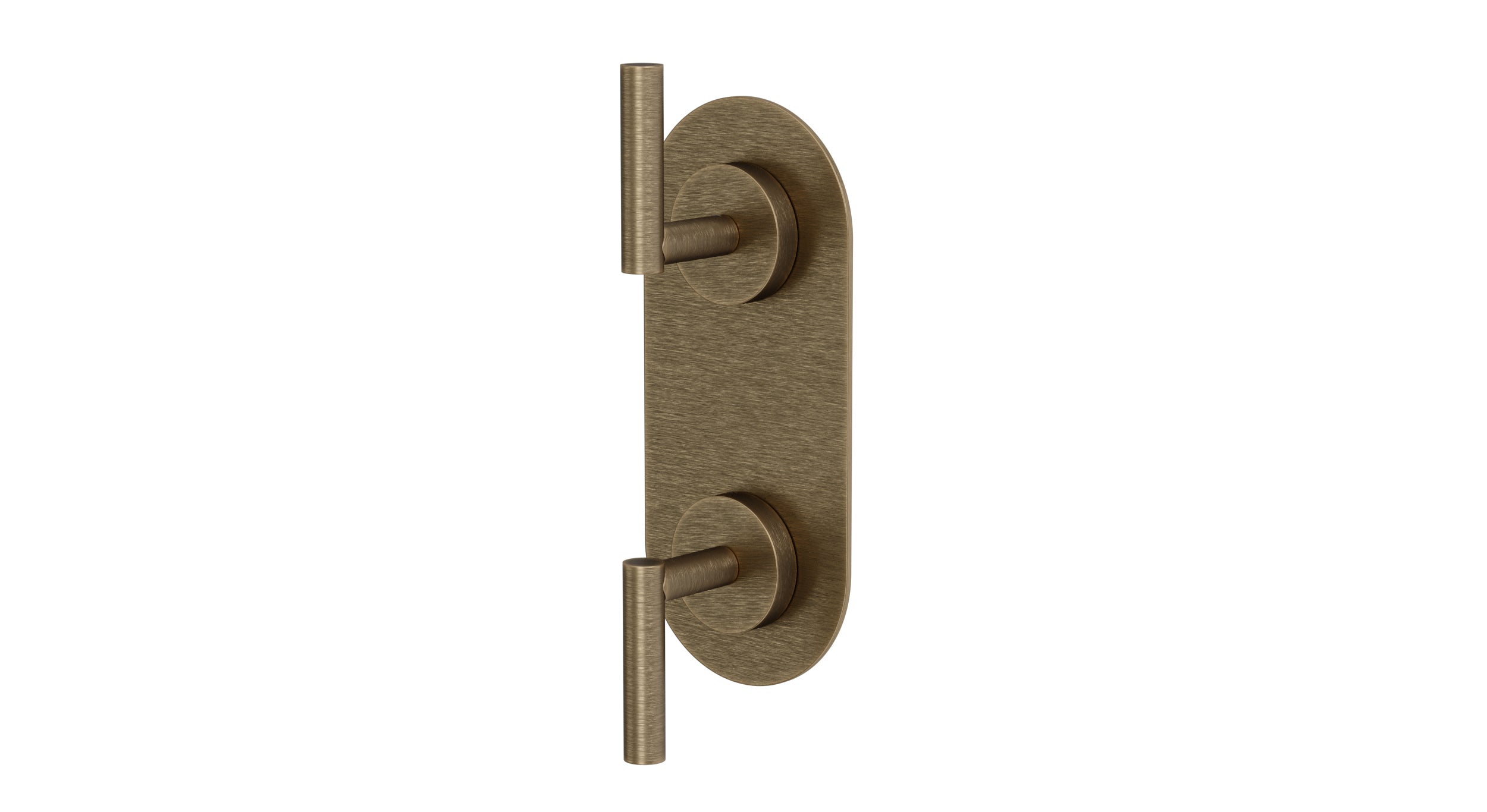 Contour Two Handle Wall Mount Shower Trim with Soft Lever Handles in Antique Brass