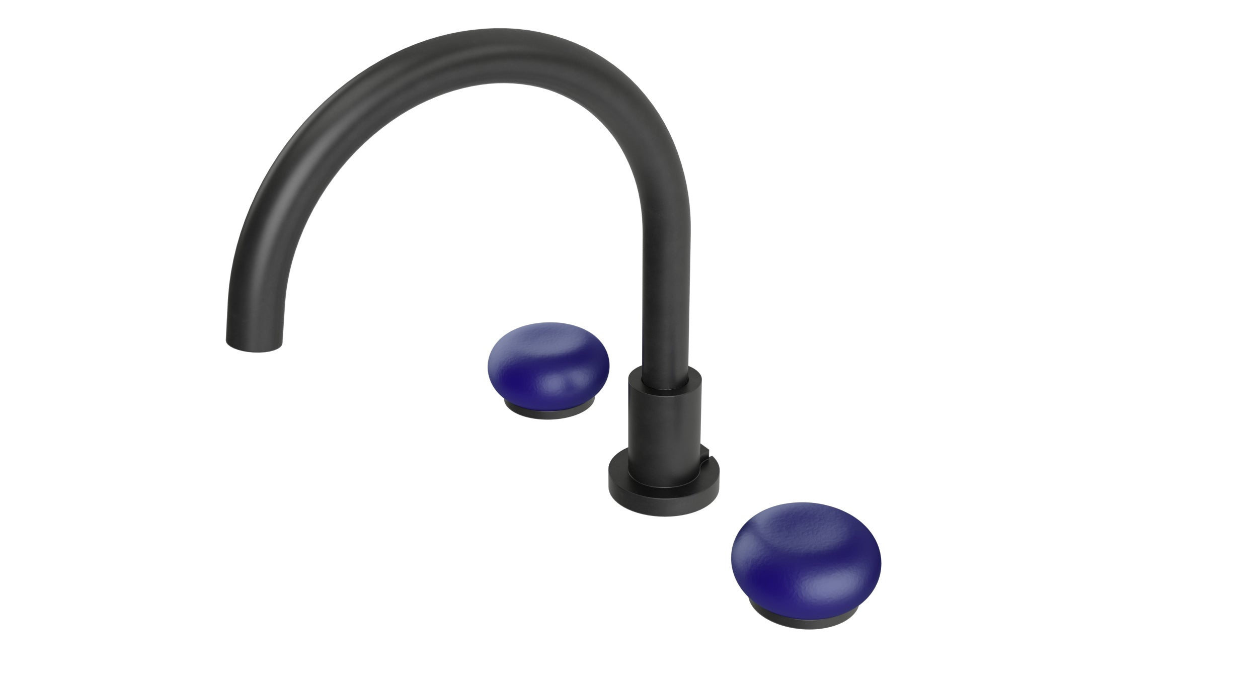 Foundry Two Handle Deck Mount Gooseneck Bath Trim with Pebble Ceramic Knob Handles in Oil Rubbed Bronze