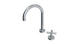 Contour One Handle Deck Mount Gooseneck Lavatory Faucet with Soft Cross Handle in Satin Chrome