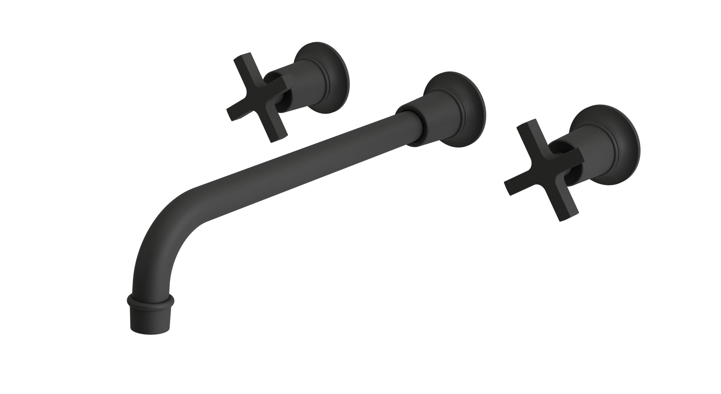 Emerson One Handle Wall Mount 12" Lavatory Faucet with Classic Cross Handle in Matte Black