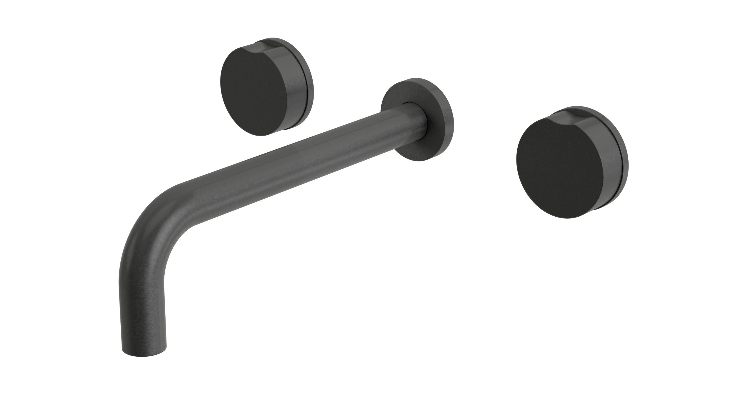 Foundry Two Handle Wall Mount 10" Lavatory Faucet with Barrel Knob Handles in Blackened Nickel