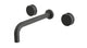 Foundry Two Handle Wall Mount 10" Lavatory Faucet with Barrel Knob Handles in Blackened Nickel