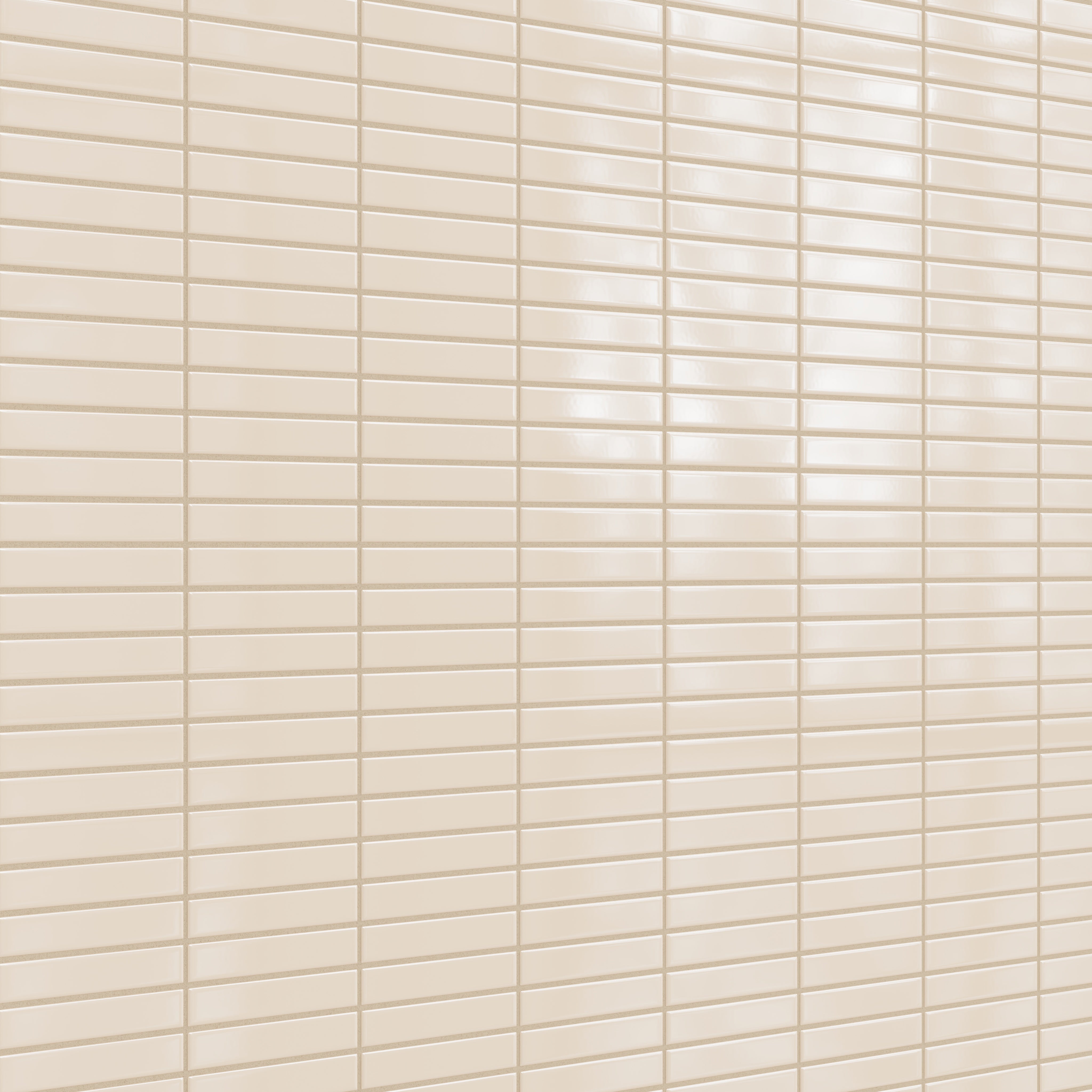 1x6 Straight Set Sheeted Original Ceramic Mosaic Tile in Ivory Gloss