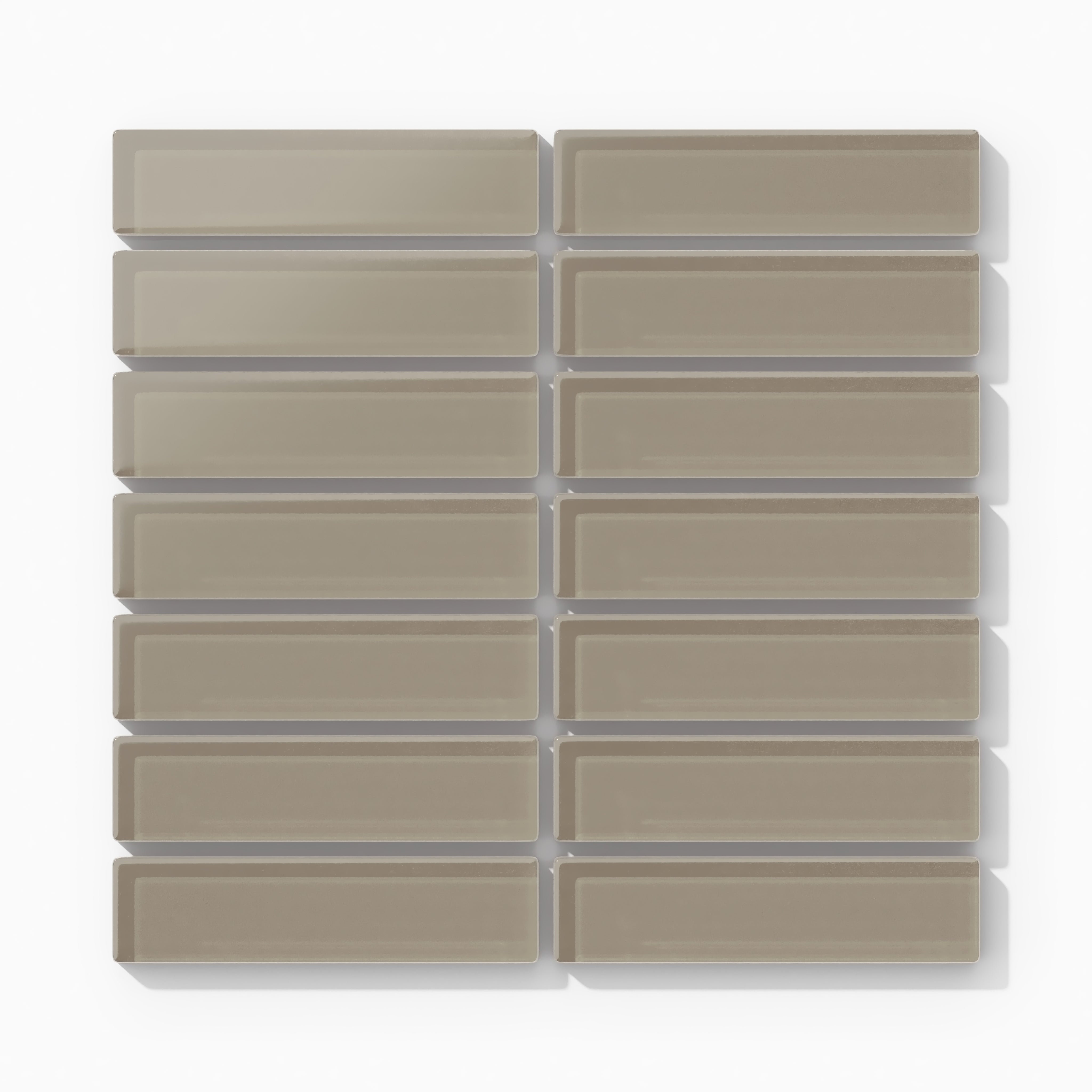 1x4 Straight Set Sheeted Glass Mosaic Tile in Quail Matte