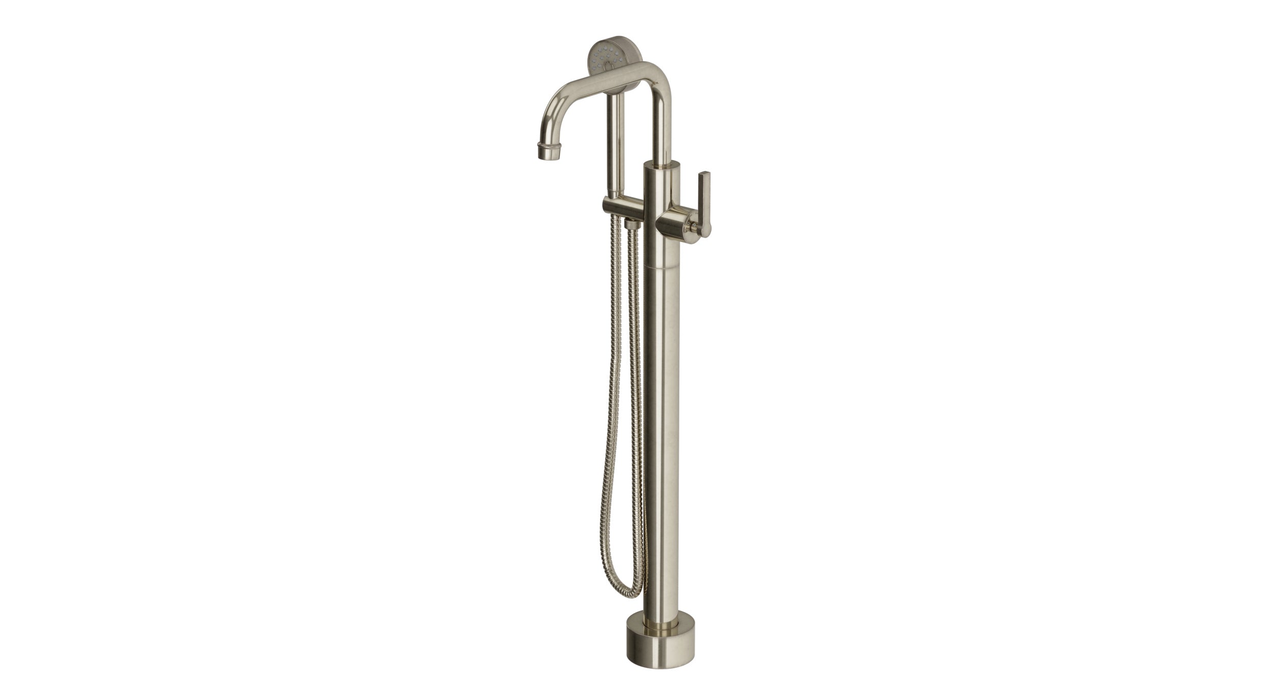 Emerson One Handle Floor Mount Squaretop Bath Trim with Hand Shower and Classic Lever Handle in French Nickel