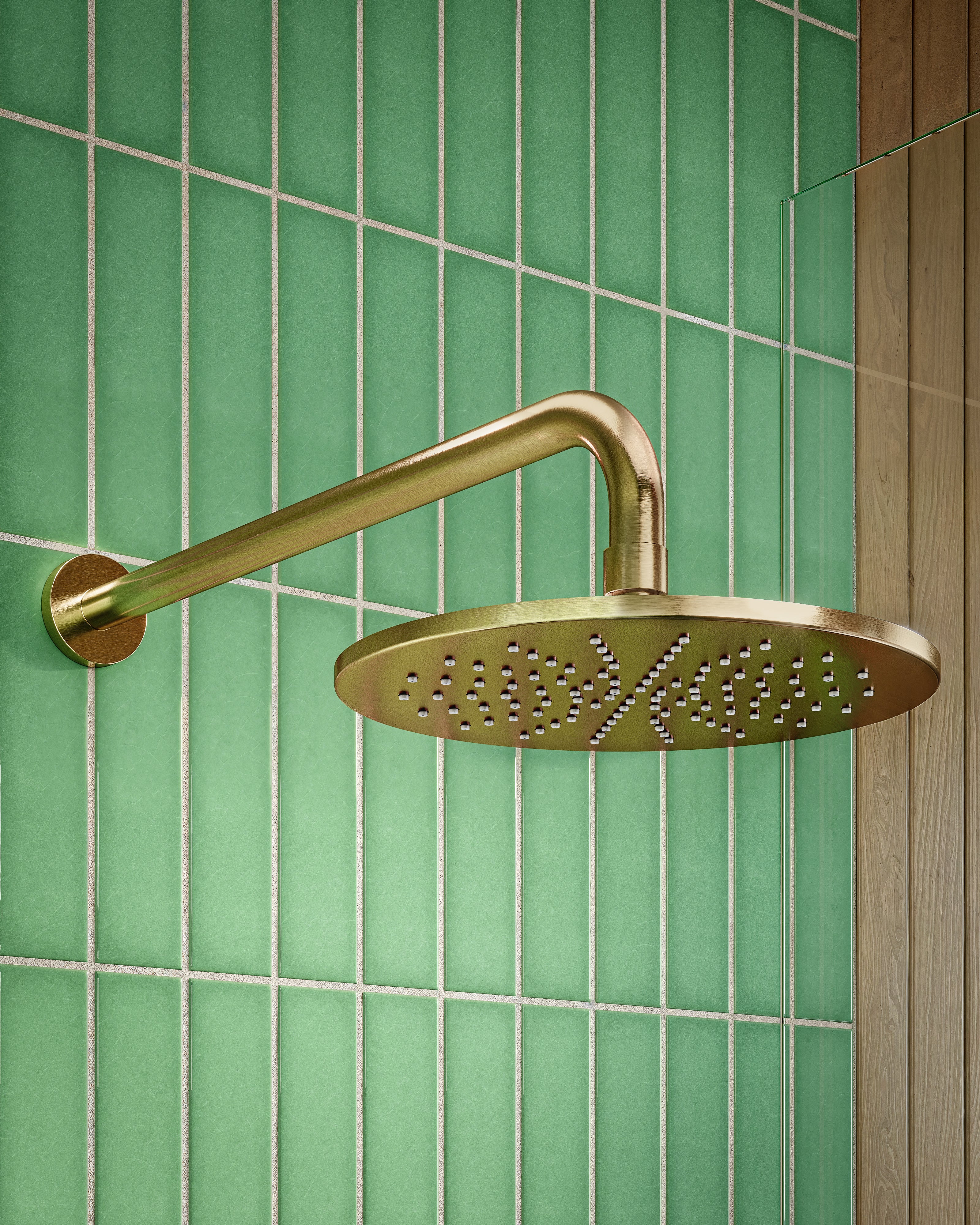 Shower 8" Flat Shower Head in Satin Brass