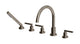Flatiron Three Handle Deck Mount Gooseneck Bath Trim with Hand Shower and Linear Lever Handles in Antique Nickel