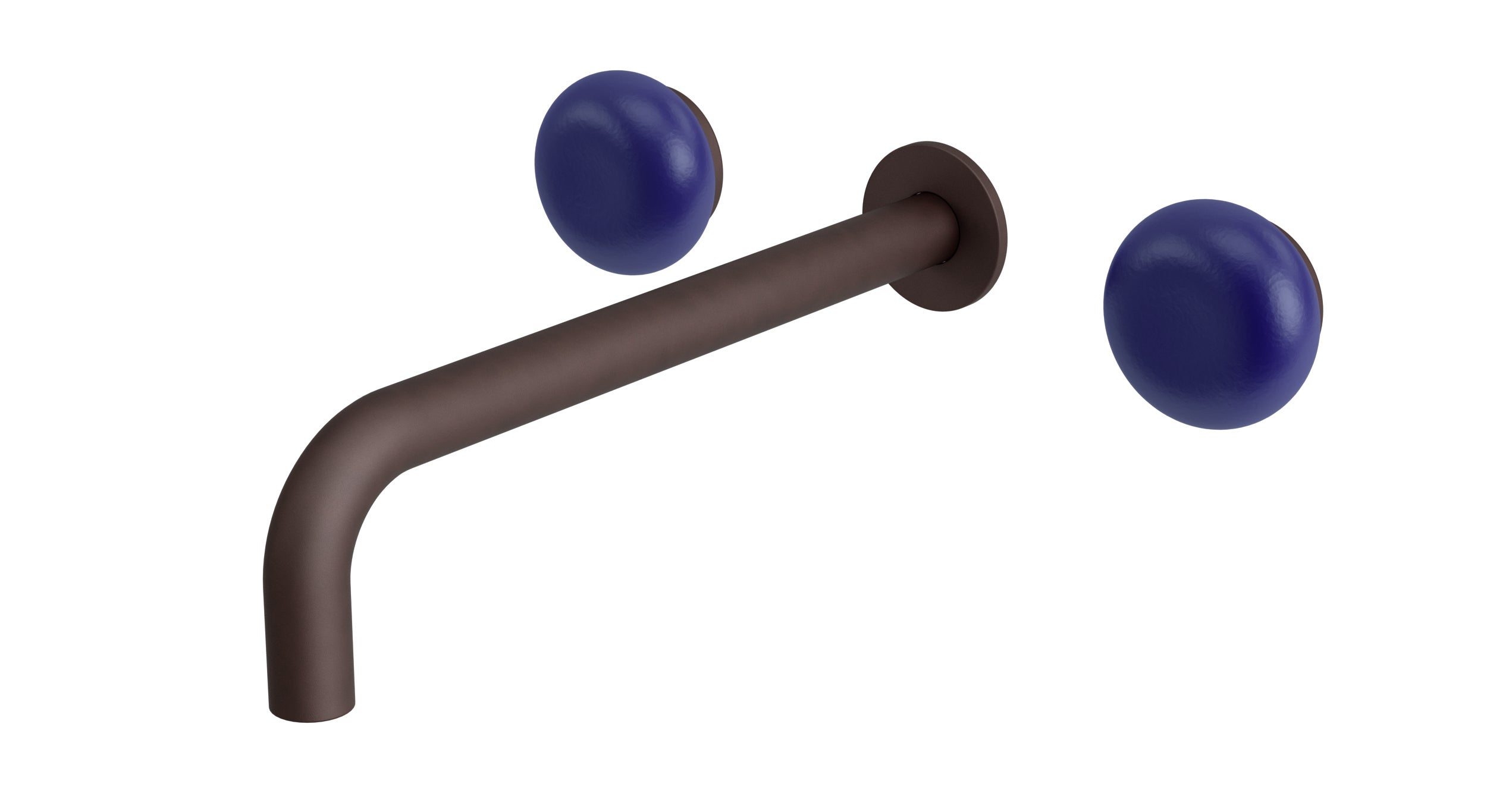Foundry Two Handle Wall Mount 10" Lavatory Faucet with Pebble Ceramic Knob Handles