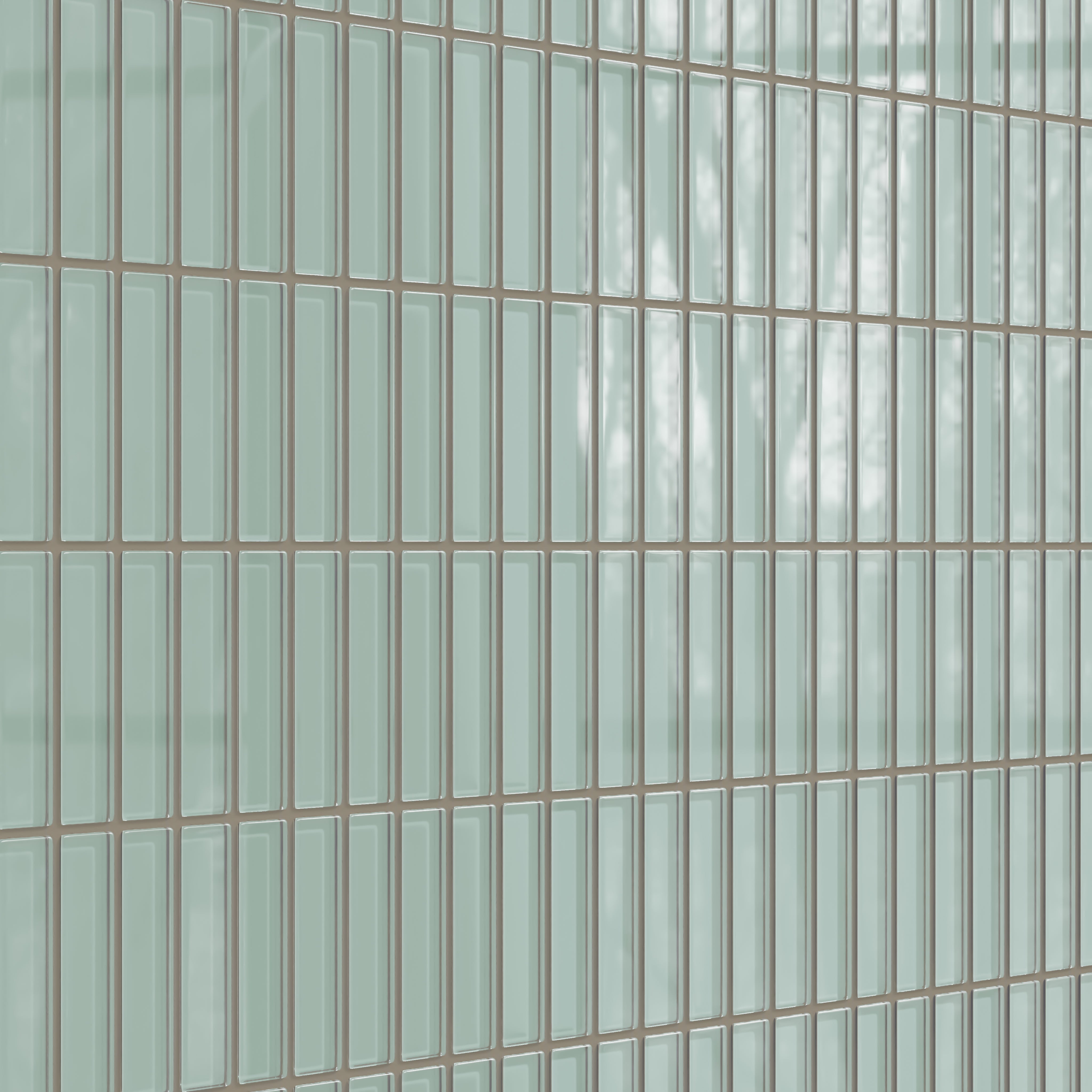 1x4 Straight Set Sheeted Glass Mosaic Tile in Kingfisher Gloss