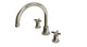 Emerson Two Handle Deck Mount Gooseneck Bath Trim with Classic Cross Handles in French Nickel