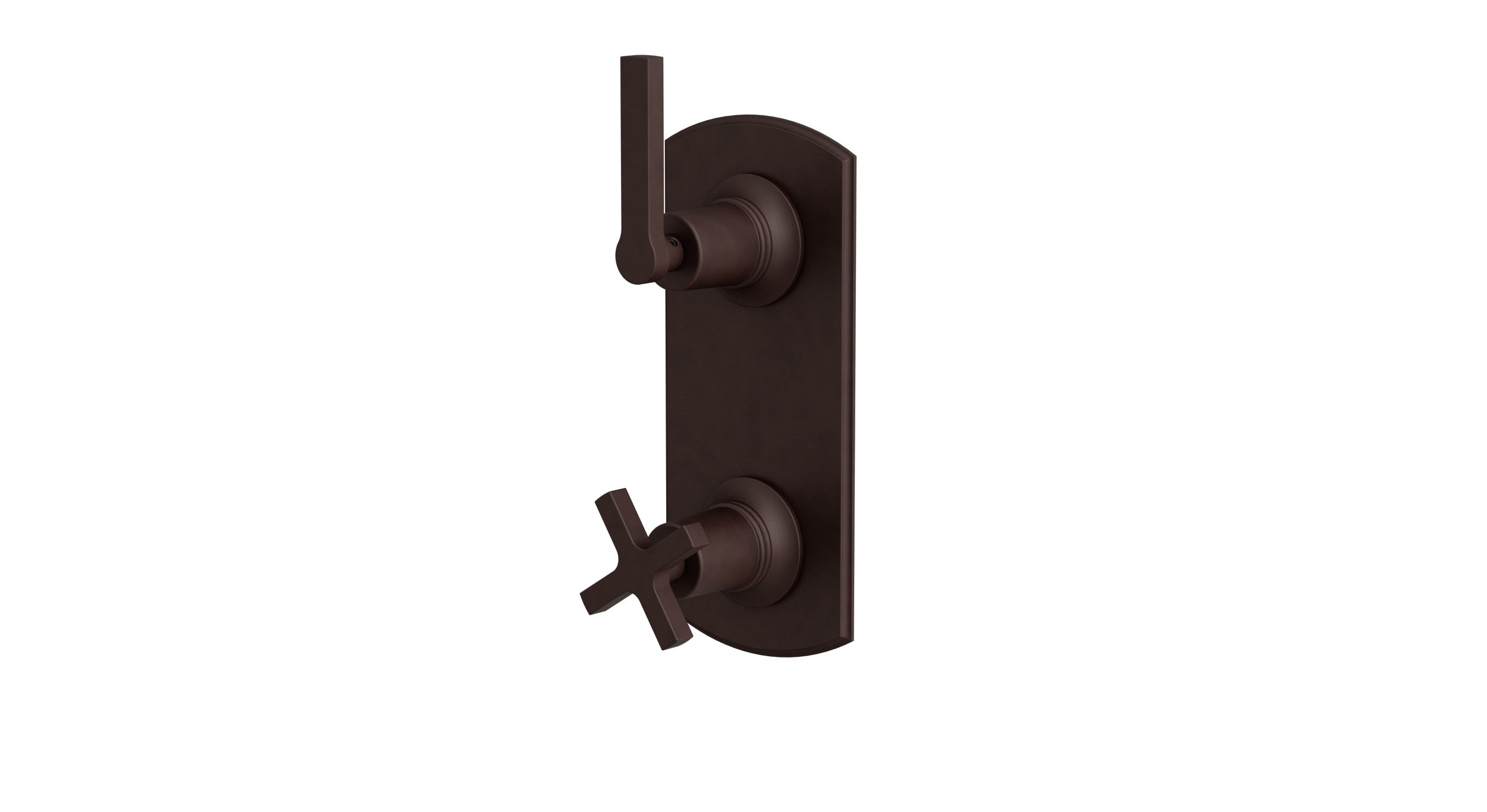 Emerson Two Handle Wall Mount Shower Trim with Classic Cross/Classic Lever Handles in Architectural Copper