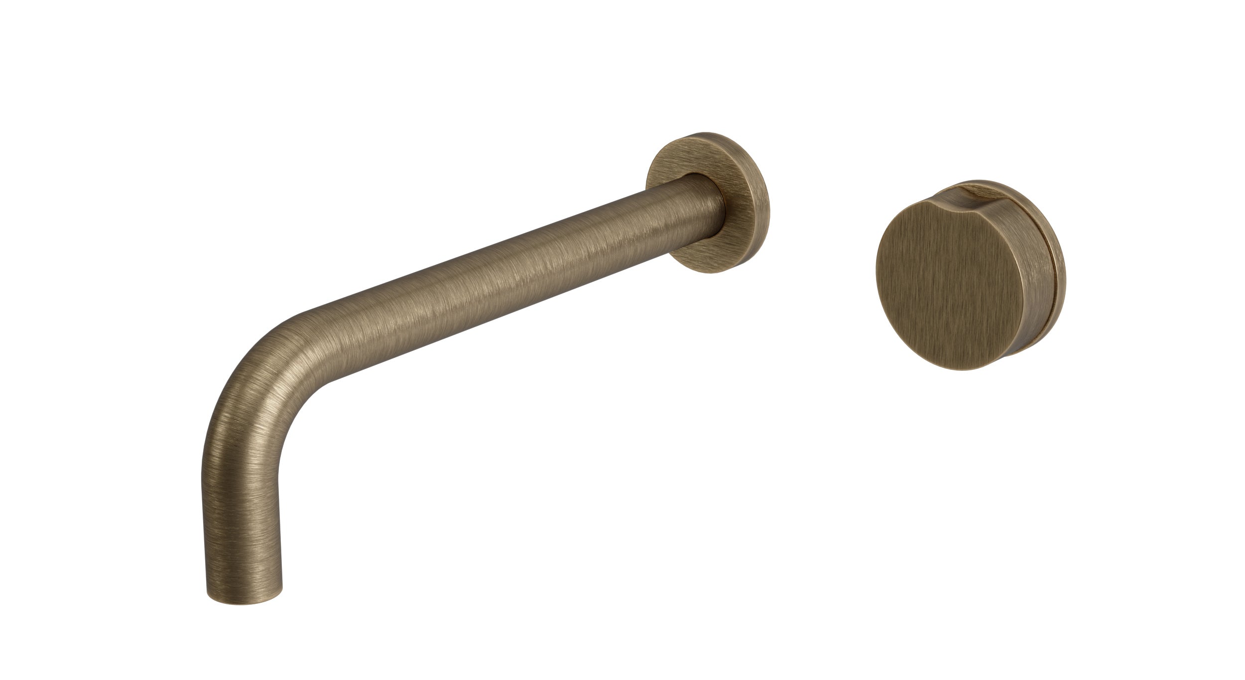 Foundry One Handle Wall Mount 10" Lavatory Faucet with Barrel Knob Handle in Antique Brass